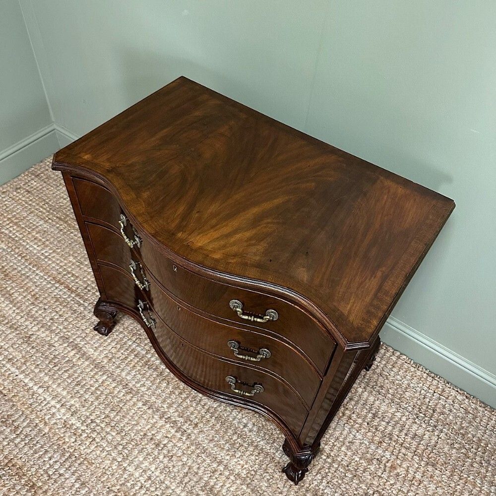 Stunning Small Antique Edwardian Serpentine Chest Of Drawers photo Furniture