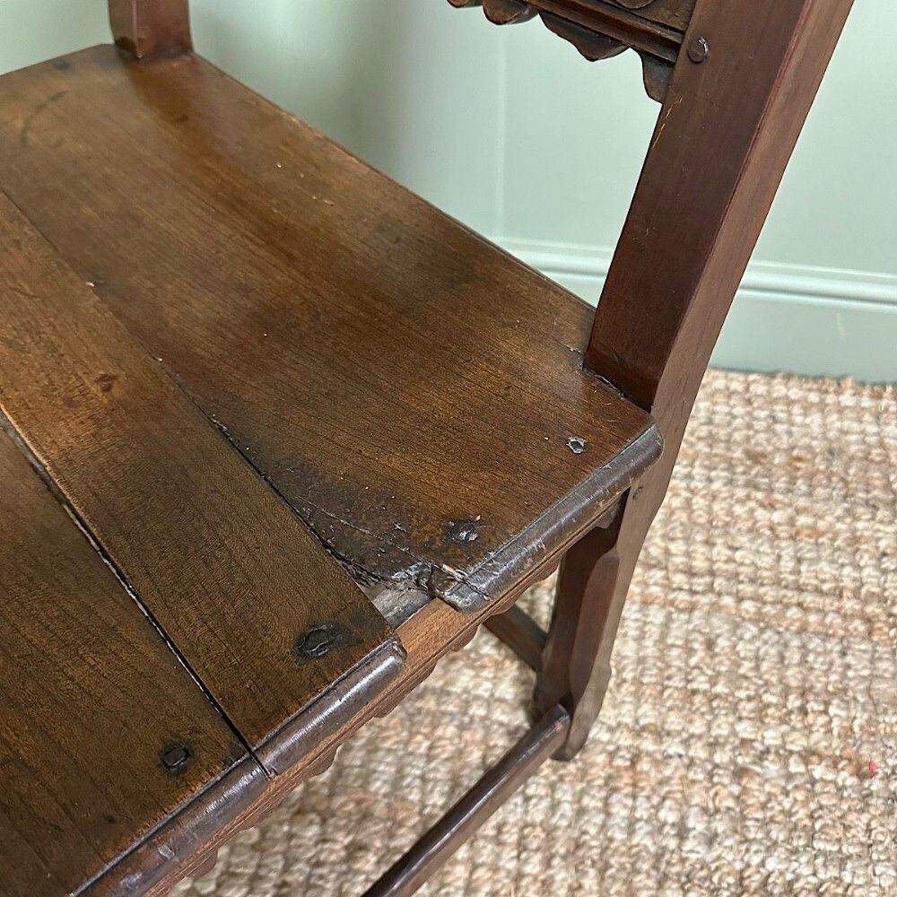 Period Oak Georgian Antique Country Chair Dated 1793 photo for sale