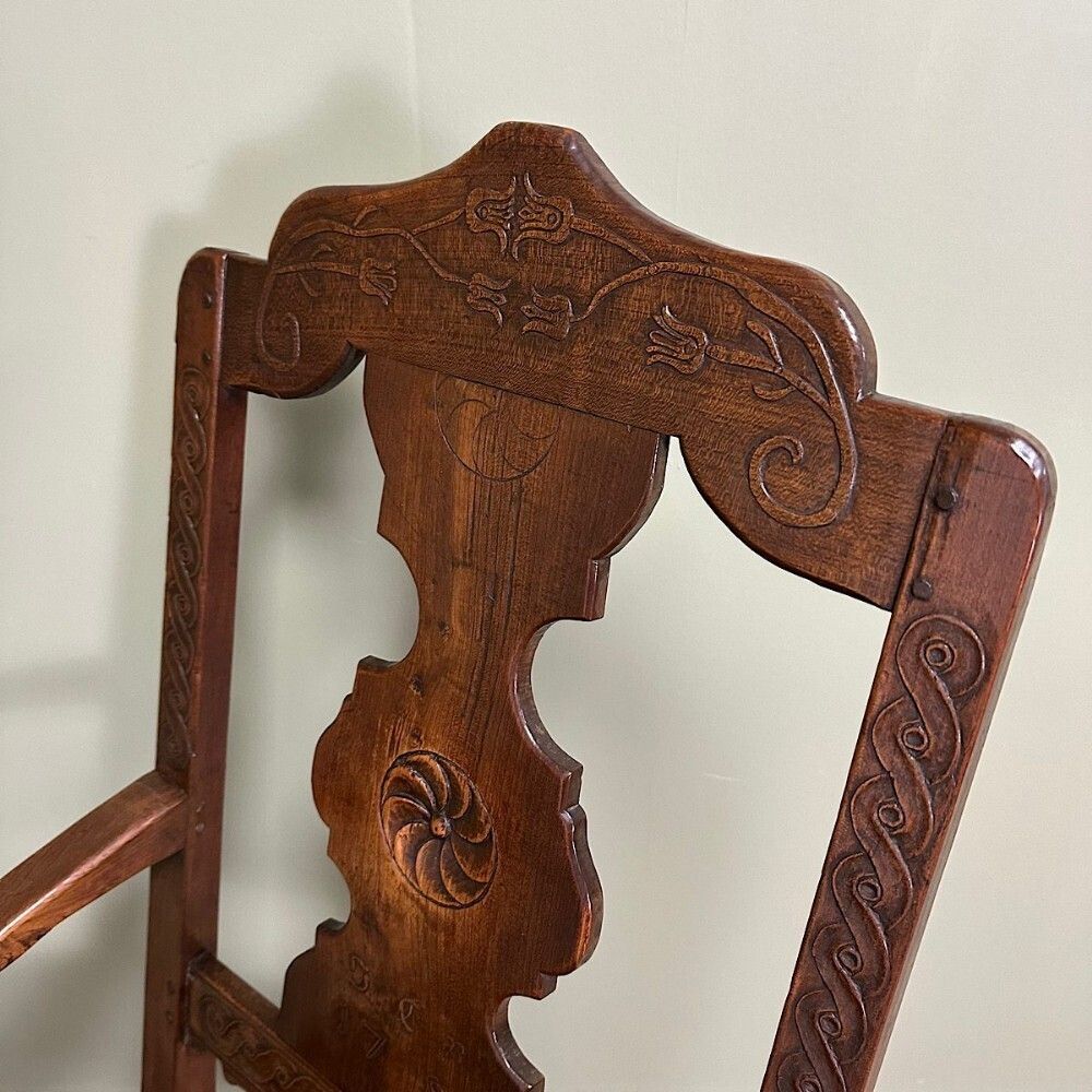 Period Oak Georgian Antique Country Chair Dated 1793 photo Furniture