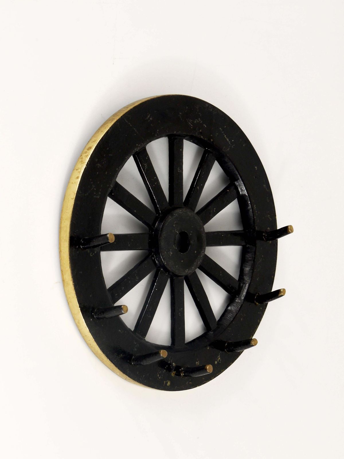 Walter Bosse Mid Century Cartwheel Brass Key Hanger, Herta Baller, Austria, 1950 photo for sale
