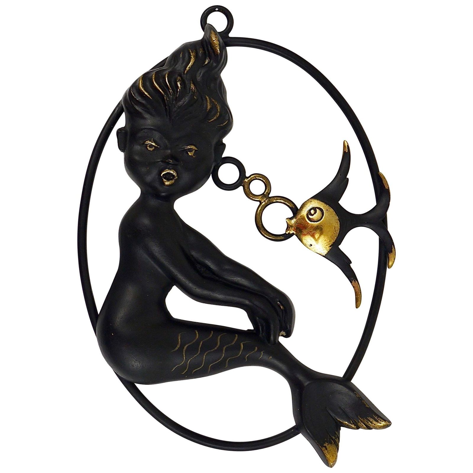 Walter Bosse Mermaid And Fish Wall Sculpture By Herta Baller, Austria, 1950s