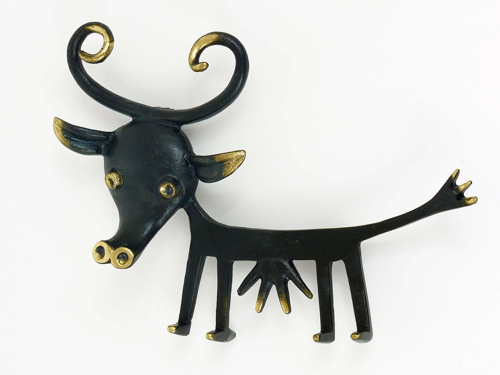 Walter Bosse Cow Sculpture Brass Key Hanger By Herta Baller, Austria, 1950s photo 556.0