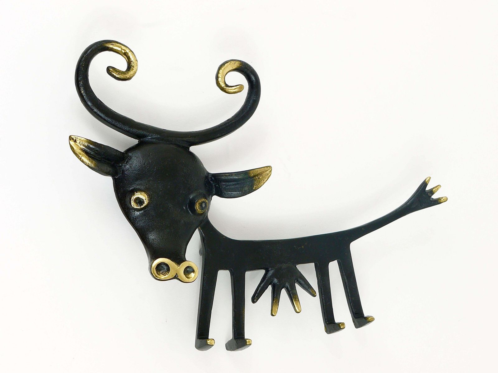 Walter Bosse Cow Sculpture Brass Key Hanger By Herta Baller, Austria, 1950s photo vinterior