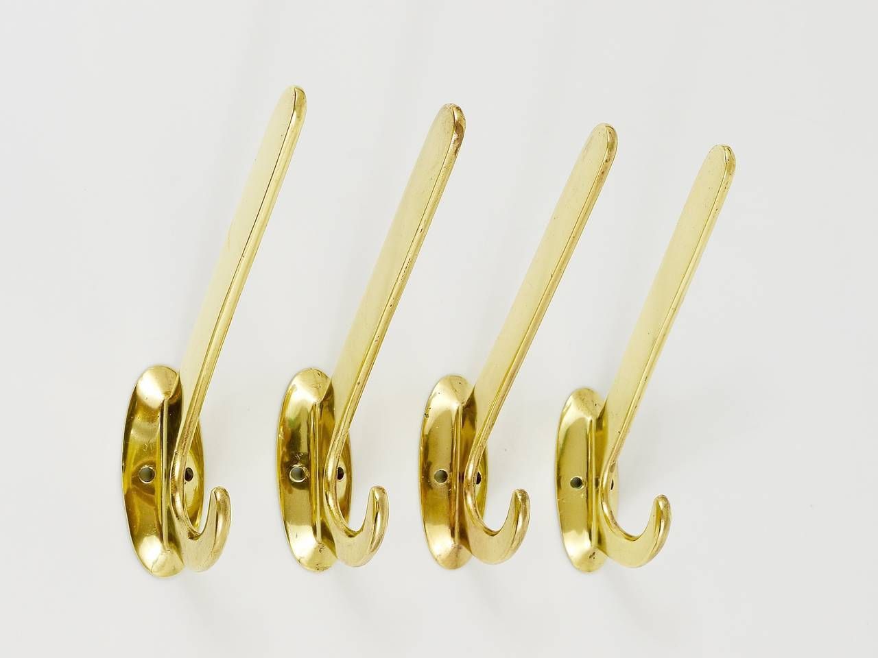 photo for sale Four Art Nouveau Handmade Brass Wall Hooks, Austria, 1920s