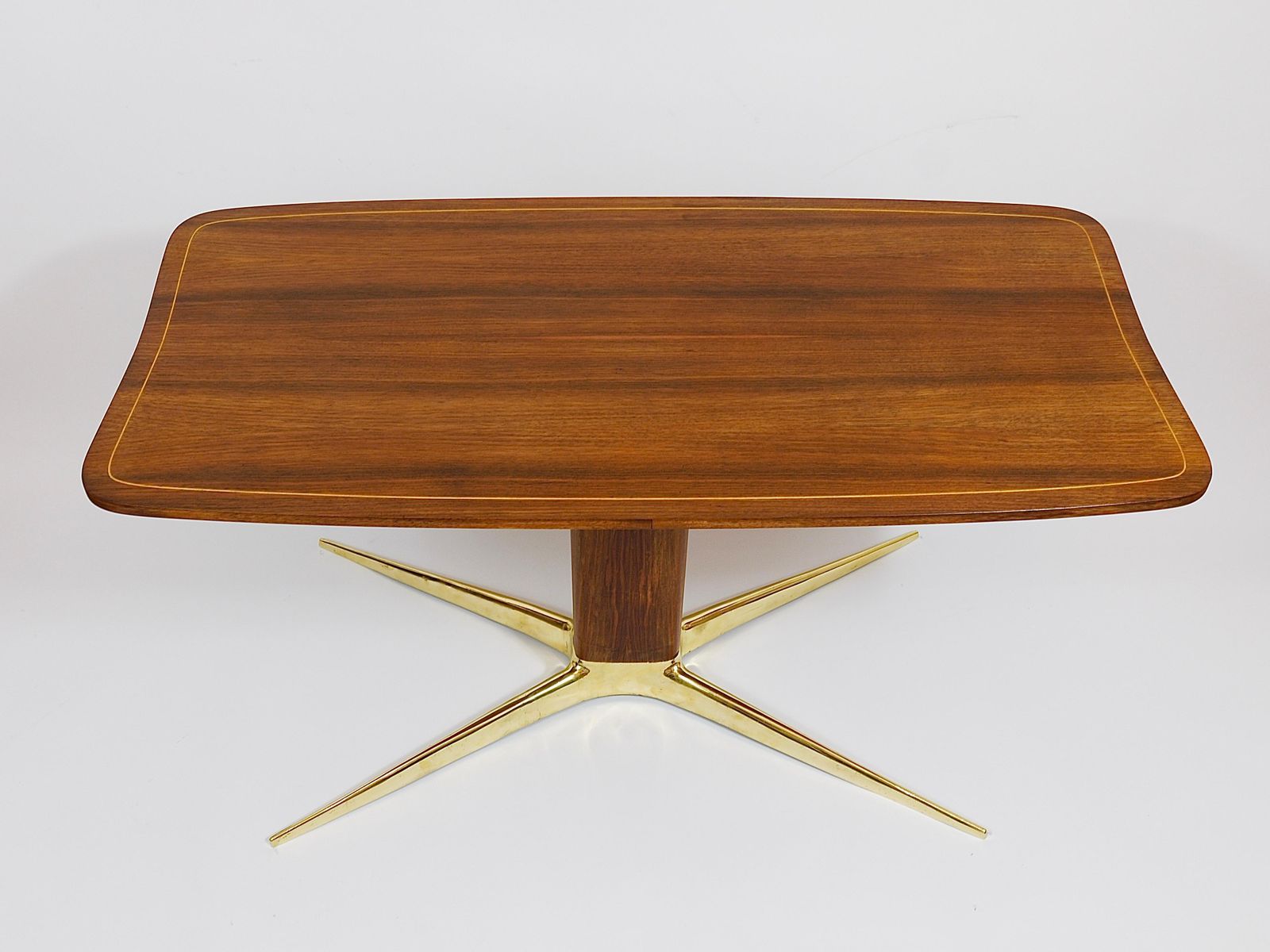 photo furniture Oswald Haerdtl X Hagenauer Vienna Brass & Walnut Coffee Table, Austria, 1950s