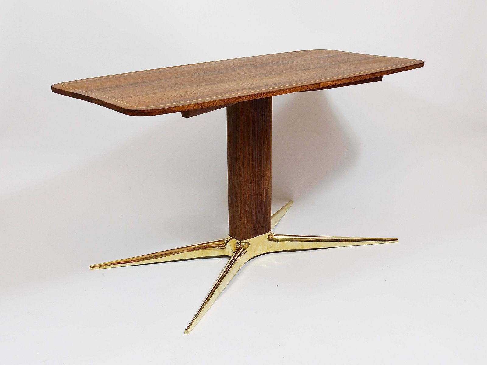 Furniture Oswald Haerdtl X Hagenauer Vienna Brass & Walnut Coffee Table, Austria, 1950s photo