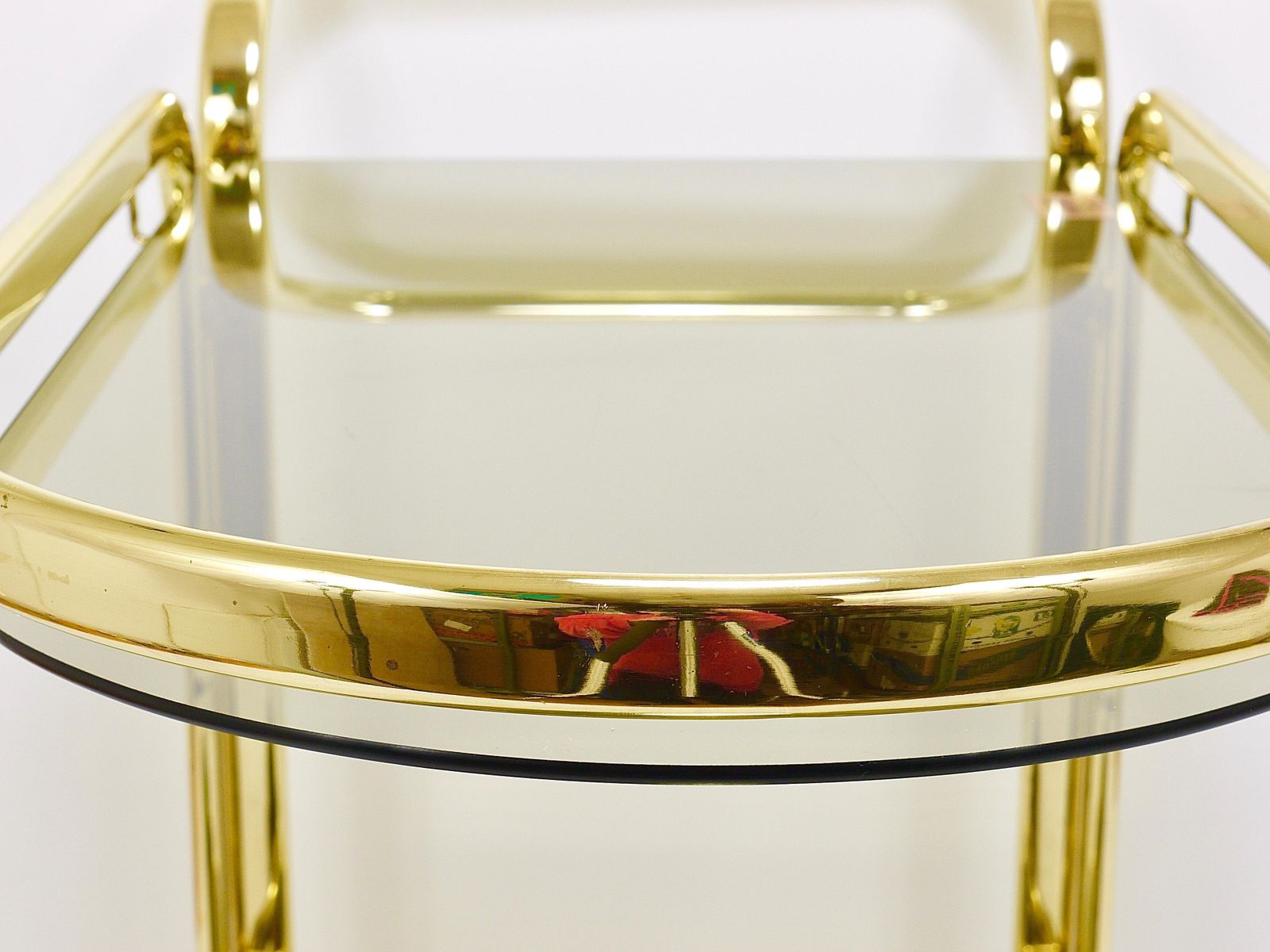 Golden Morex Italy Hollywood Regency Mirror Bar Cart Drinks Trolley, 1970s photo buy