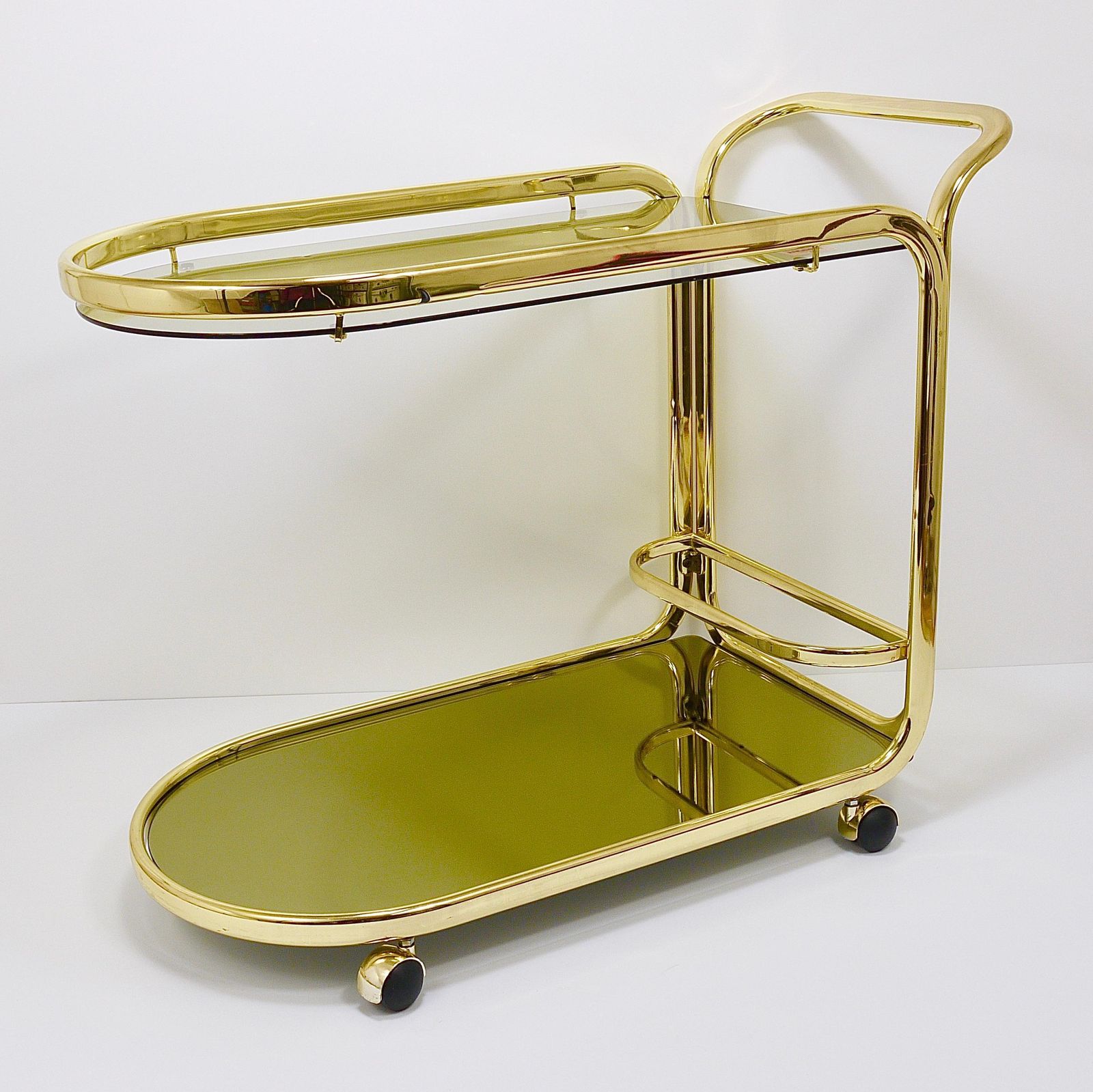 photo for sale Golden Morex Italy Hollywood Regency Mirror Bar Cart Drinks Trolley, 1970s