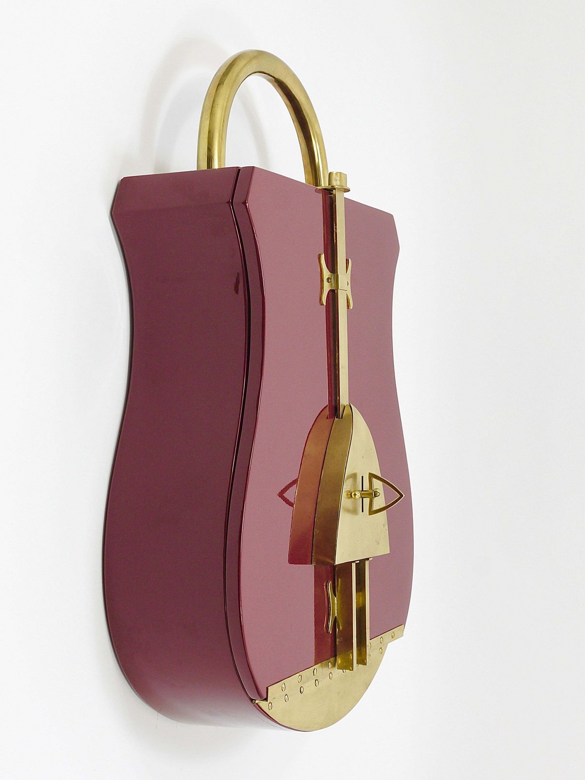 Aldo Tura Style Padlock Spirits Dry Home Bar Cabinet, Italy, 1970s photo vinterior