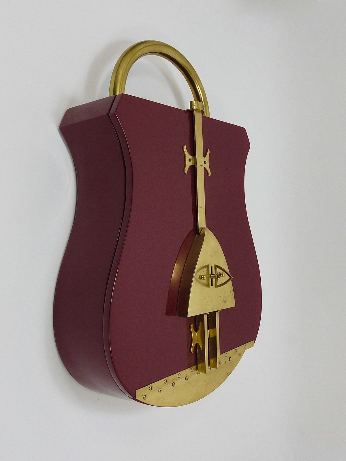 photo furniture Aldo Tura Style Padlock Spirits Dry Home Bar Cabinet, Italy, 1970s
