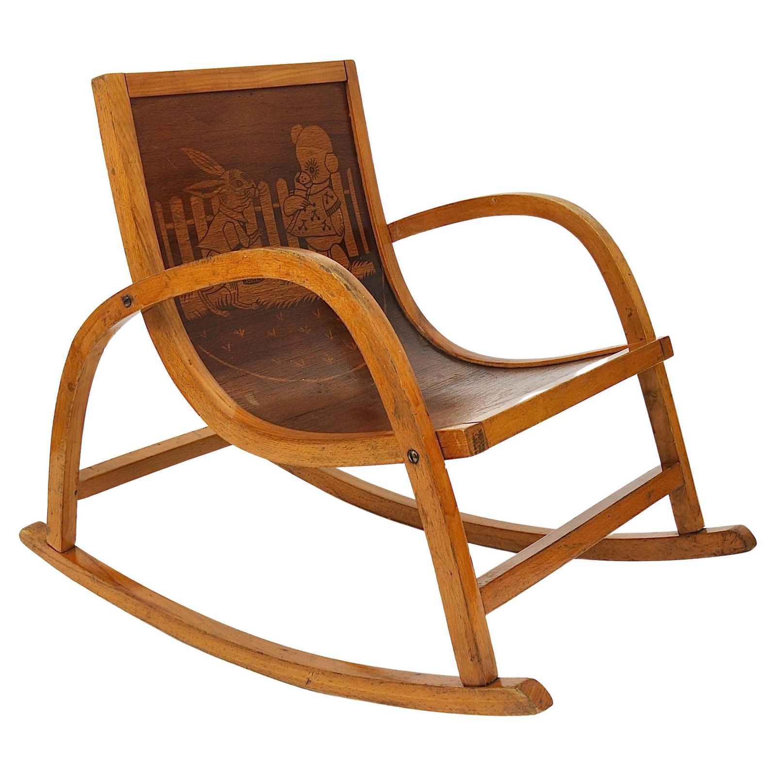 Bauhaus Childrens`bentwood Rocking Chair Brockhage Andrä Era, Germany, 1950s