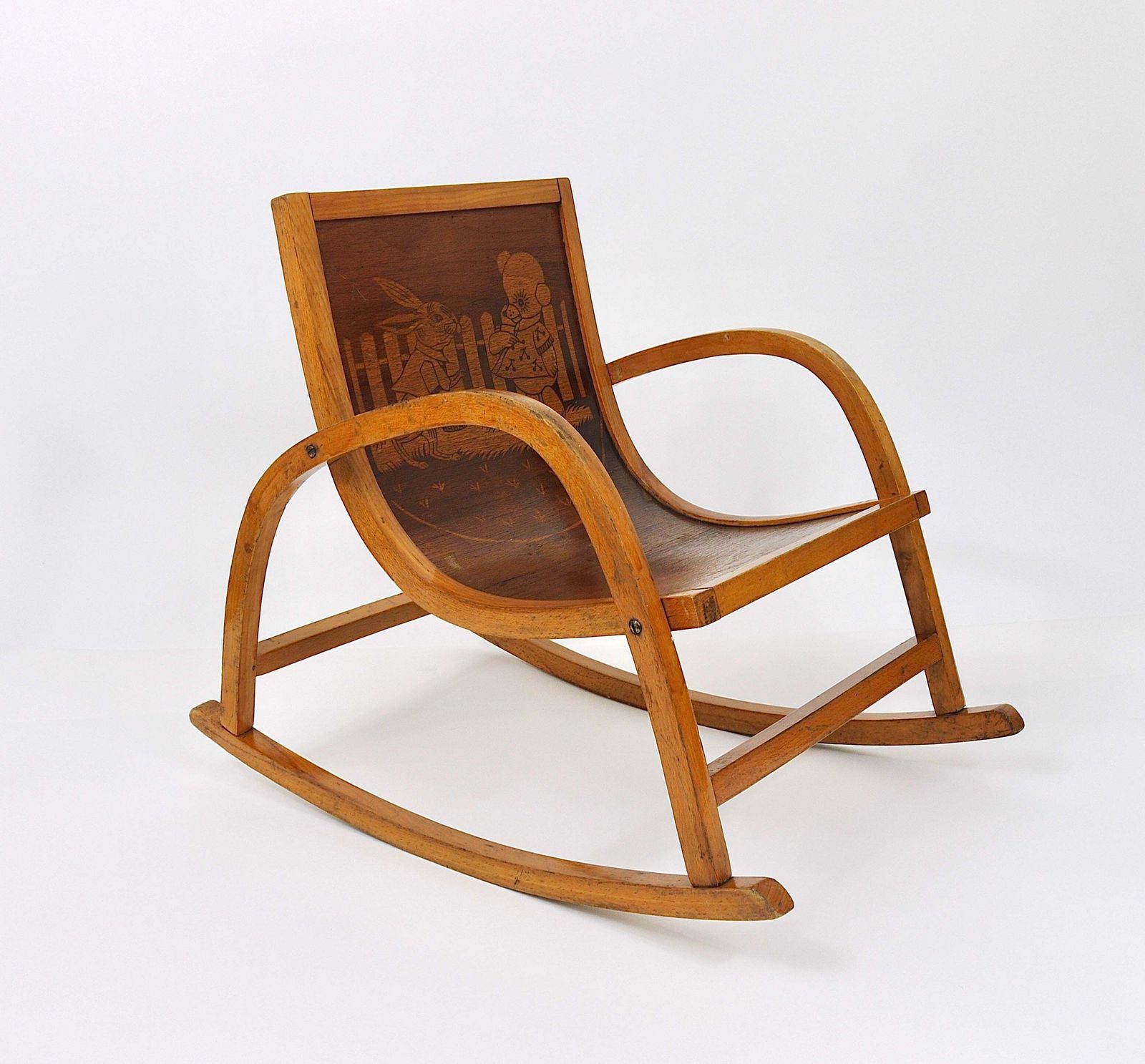 photo furniture Bauhaus Kinderschommelstoel Van Gebogen Hout, In De Stijl Van Brockhage & Andrä, Duitsland, Ca. Jaren 1950