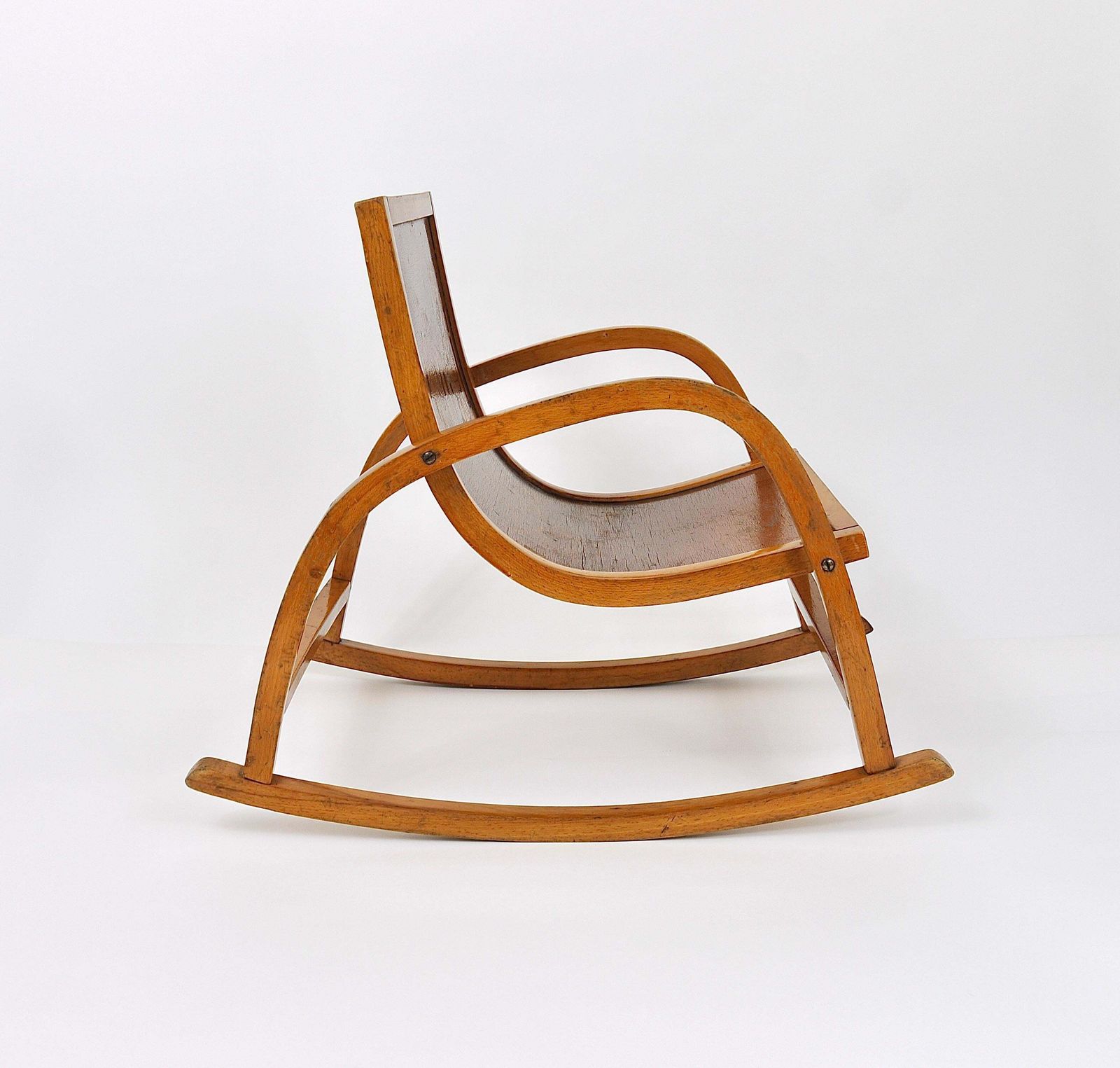 photo for sale Bauhaus Childrens`bentwood Rocking Chair Brockhage Andrä Era, Germany, 1950s