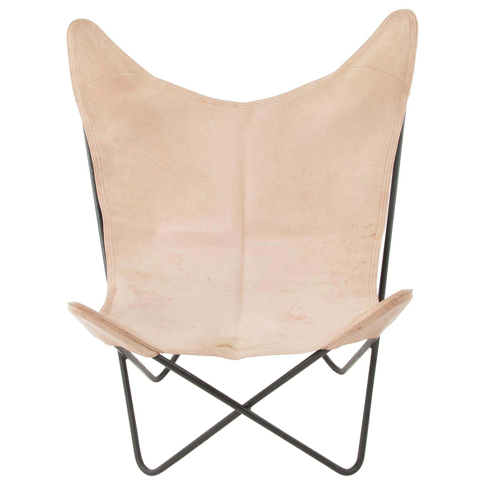Four Carl Aubock Butterly Fledermaus Suede Leather Chairs, Vienna, 1960s