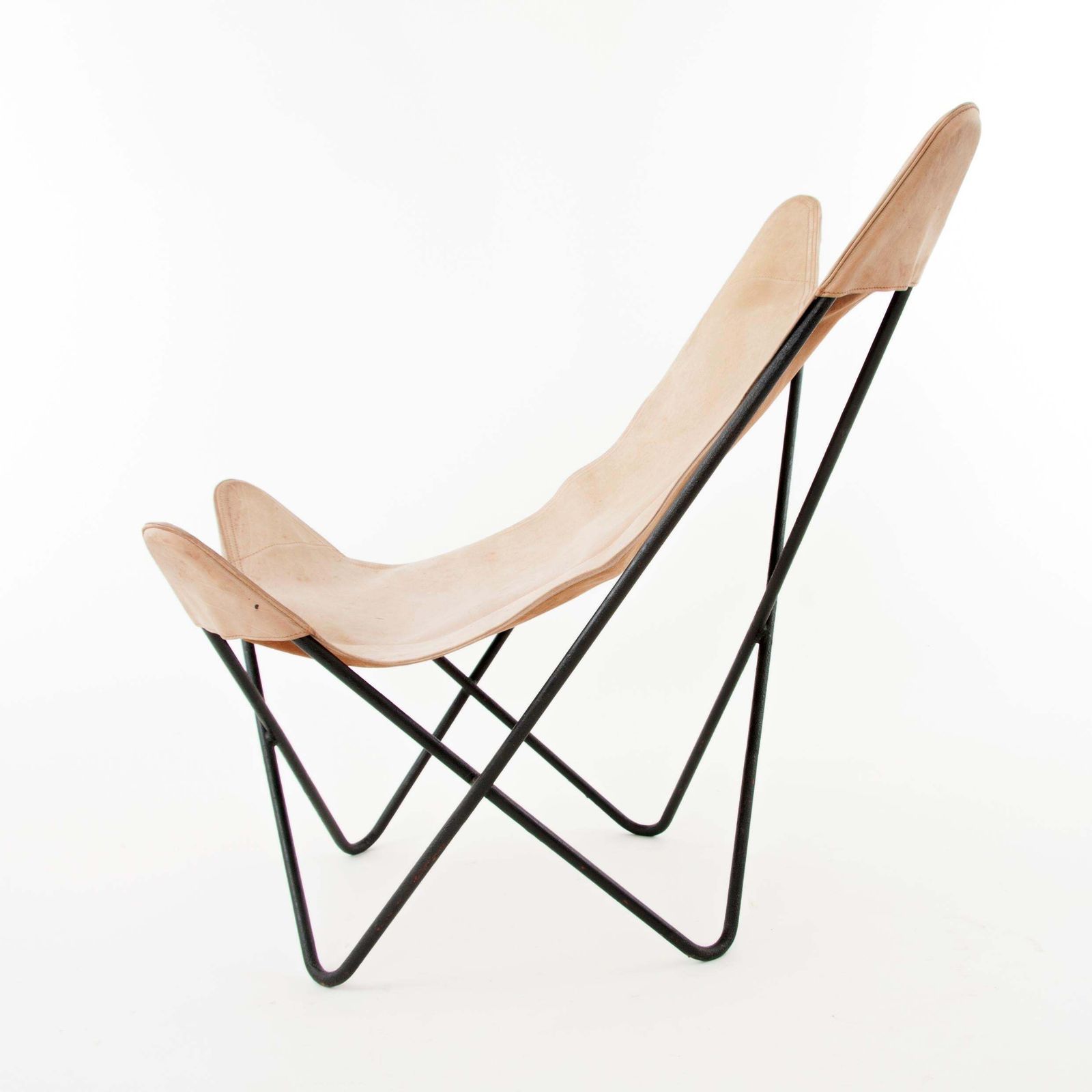 Four Carl Aubock Butterly Fledermaus Suede Leather Chairs, Vienna, 1960s photo for sale