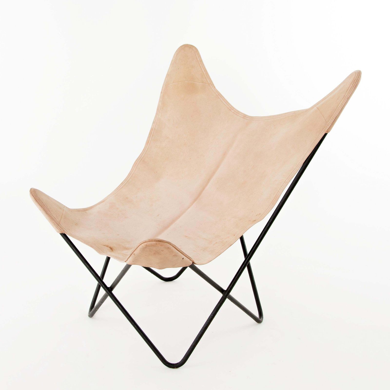 Four Carl Aubock Butterly Fledermaus Suede Leather Chairs, Vienna, 1960s photo Furniture