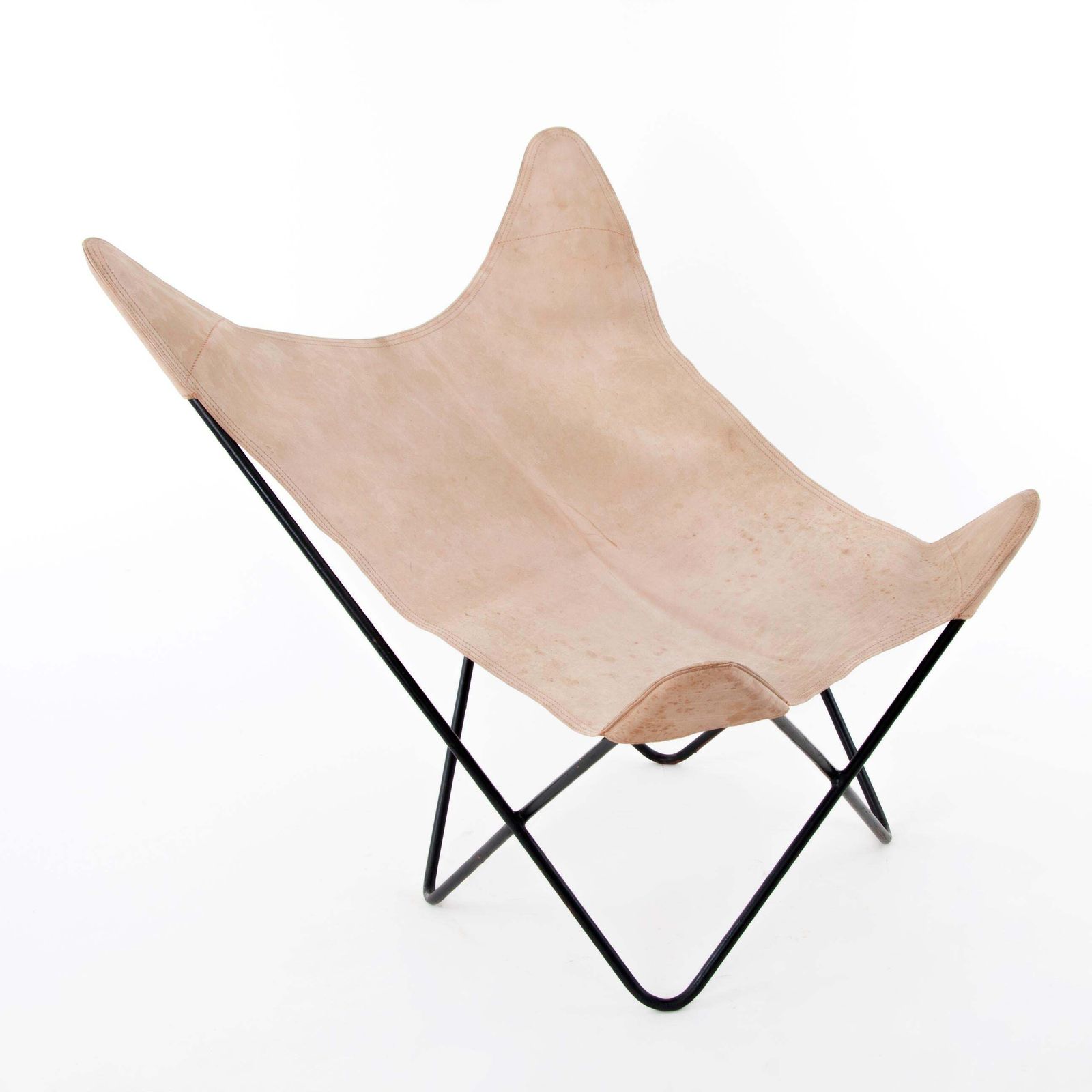 Four Carl Aubock Butterly Fledermaus Suede Leather Chairs, Vienna, 1960s photo vintage