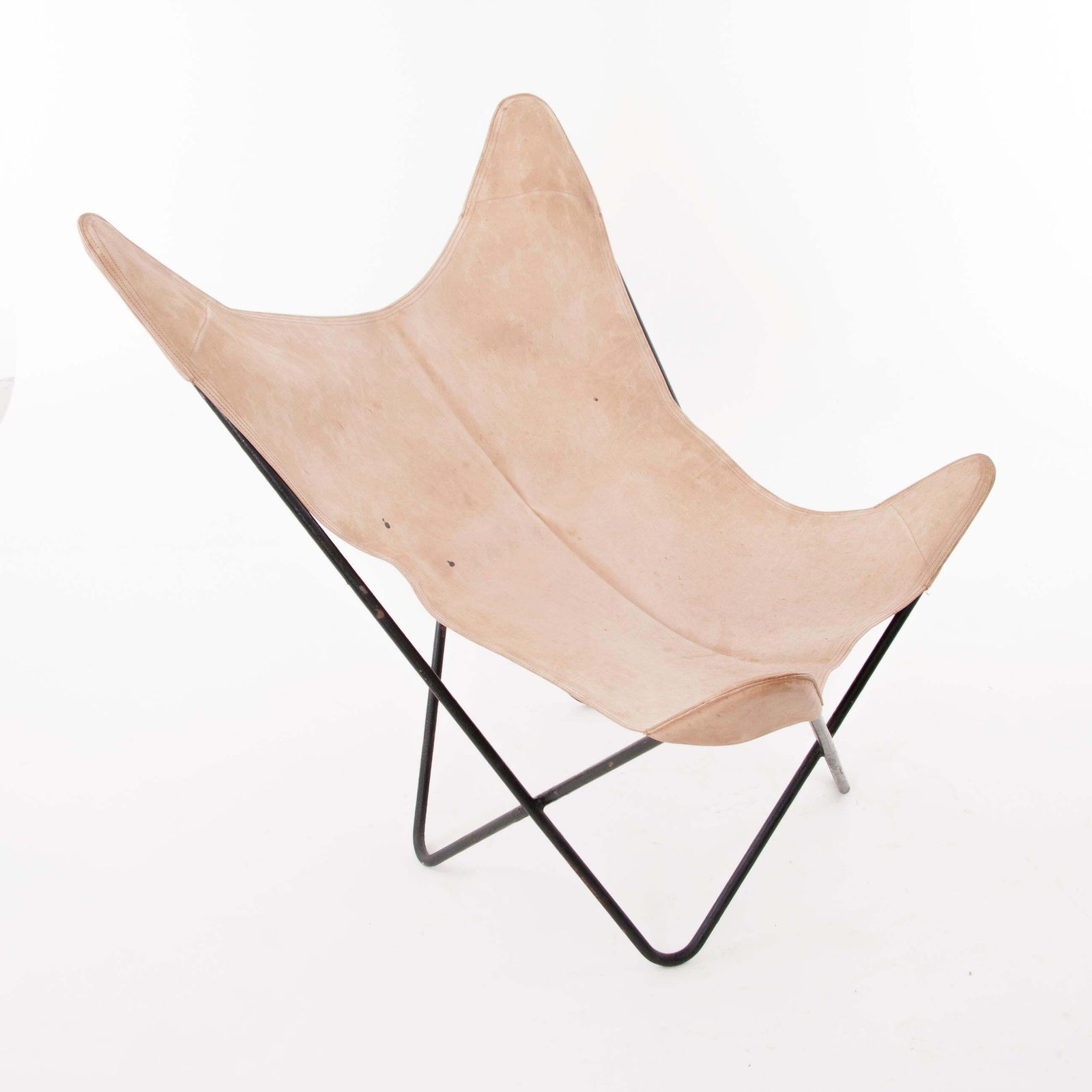 Furniture Four Carl Aubock Butterly Fledermaus Suede Leather Chairs, Vienna, 1960s photo