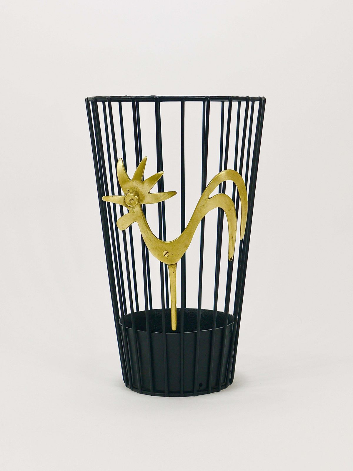 Walter Bosse Brass Rooster Mid Century Umbrella Stand For Herta Baller, 1950s photo for sale
