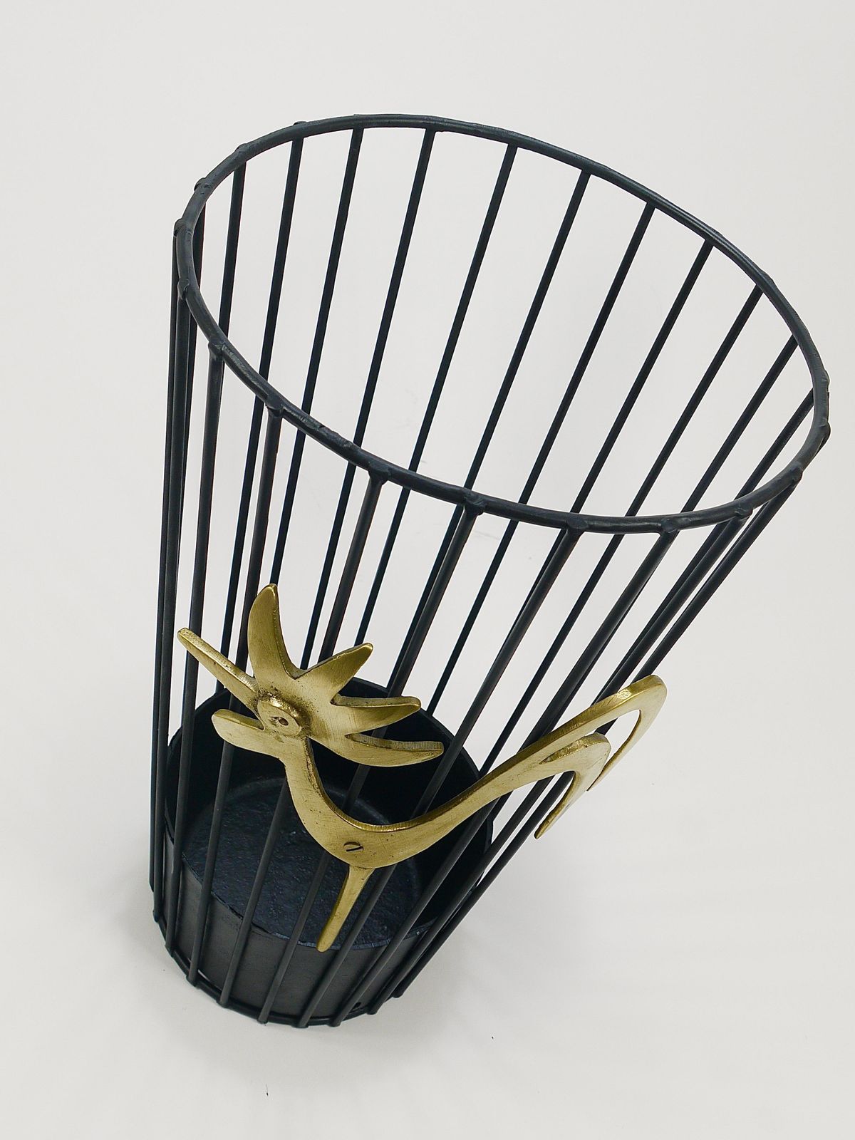 photo for sale Walter Bosse Brass Rooster Mid Century Umbrella Stand For Herta Baller, 1950s