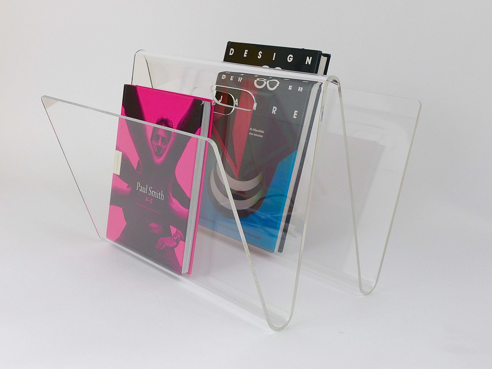 photo vinterior Postmodern Lucite Zigzag News Rack Magazine Stand, Italy, 1980s