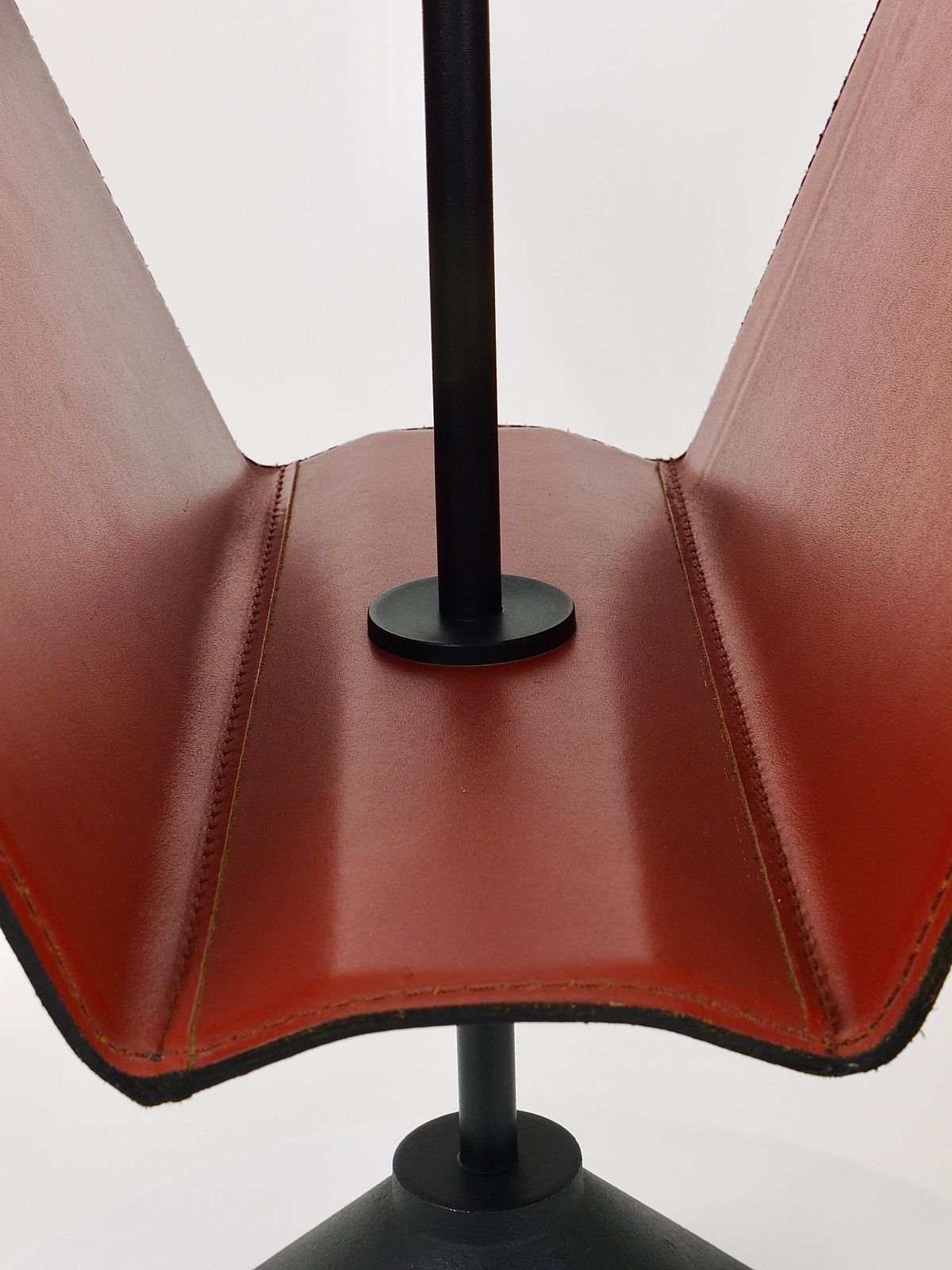 Home Decor Porada Arredi Black Post Modern Leather Magazine Rack News Stand, Italy, 1980s photo