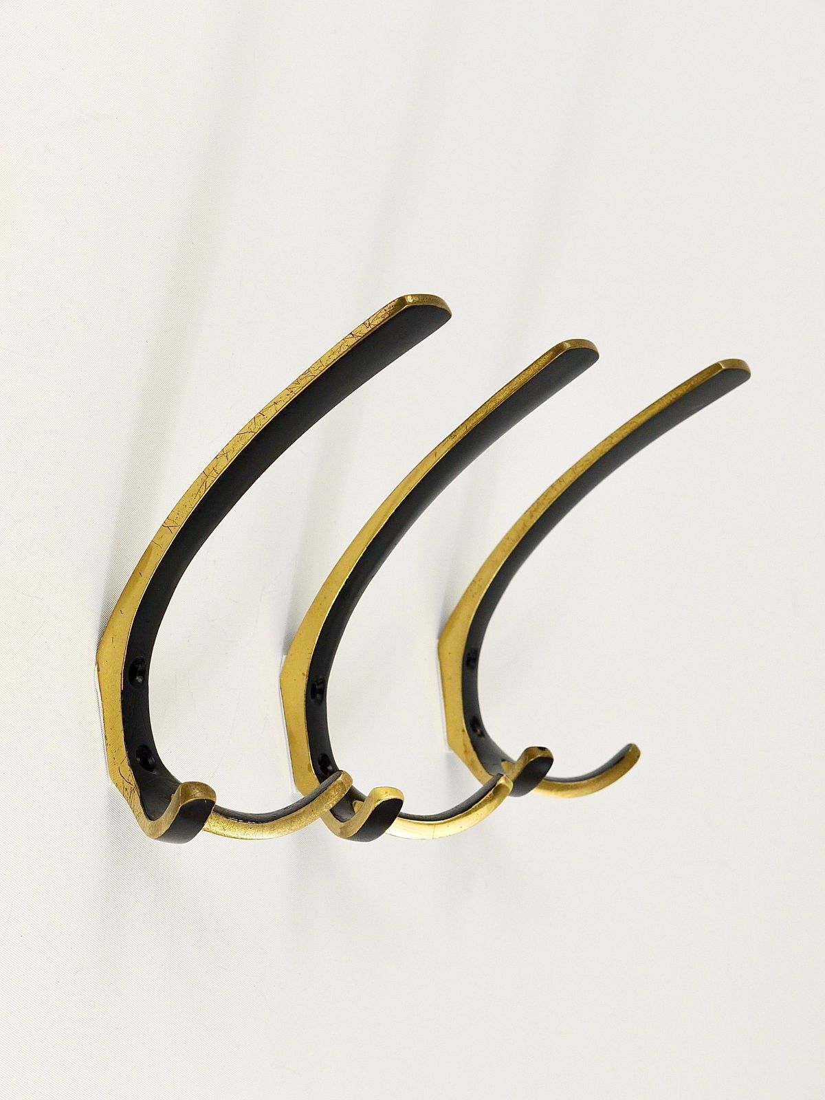 Up To 10 Midcentury Brass Double Wall Hooks By Herta Baller, Austria, 1950s photo vinterior