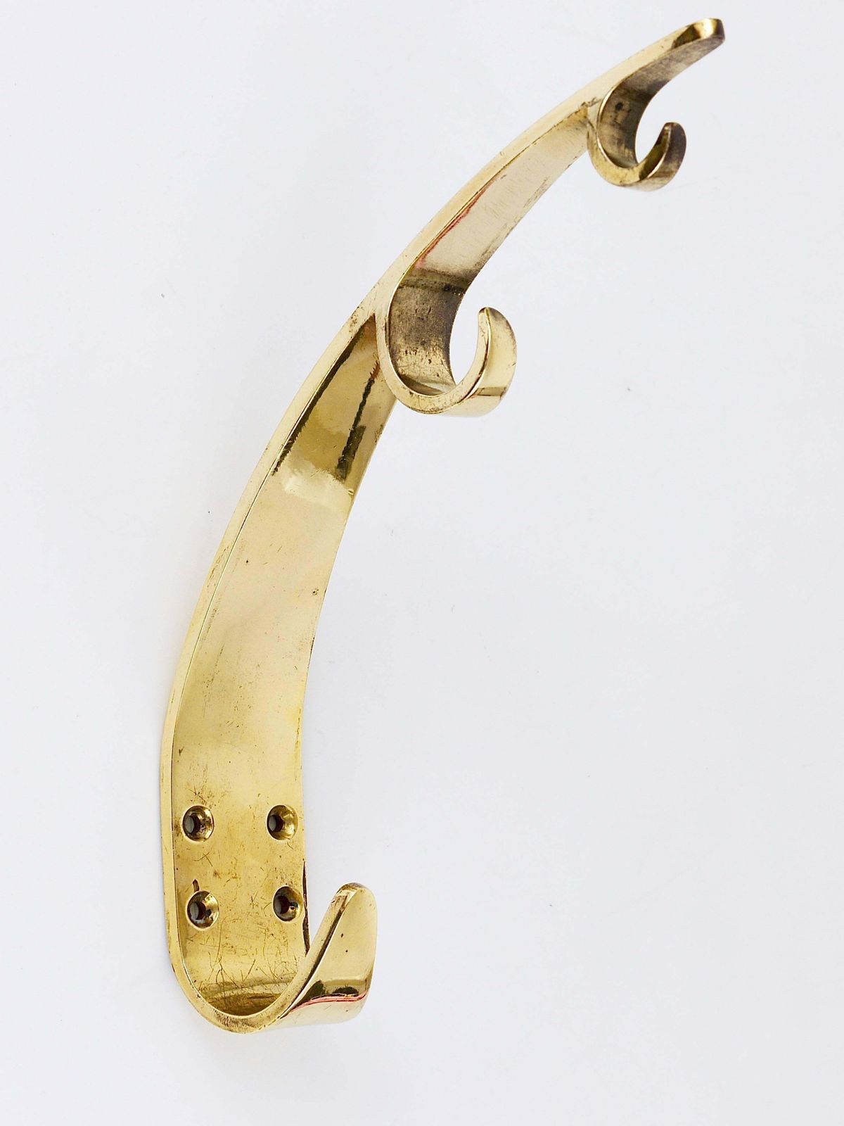 Two Large Mid Century Brass Wall Coat Hooks, Herta Baller Vienna, Austria, 1950s photo furniture