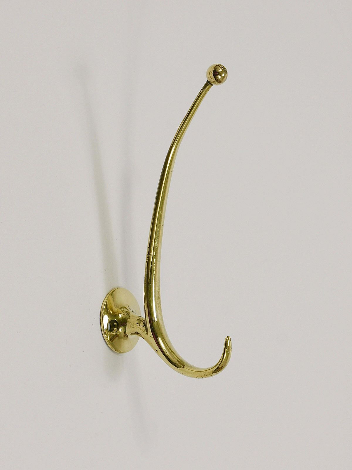 Two Franz Hagenauer Vienna Mid Century Curved Brass Wall Coat Hooks, 1950s photo Furniture