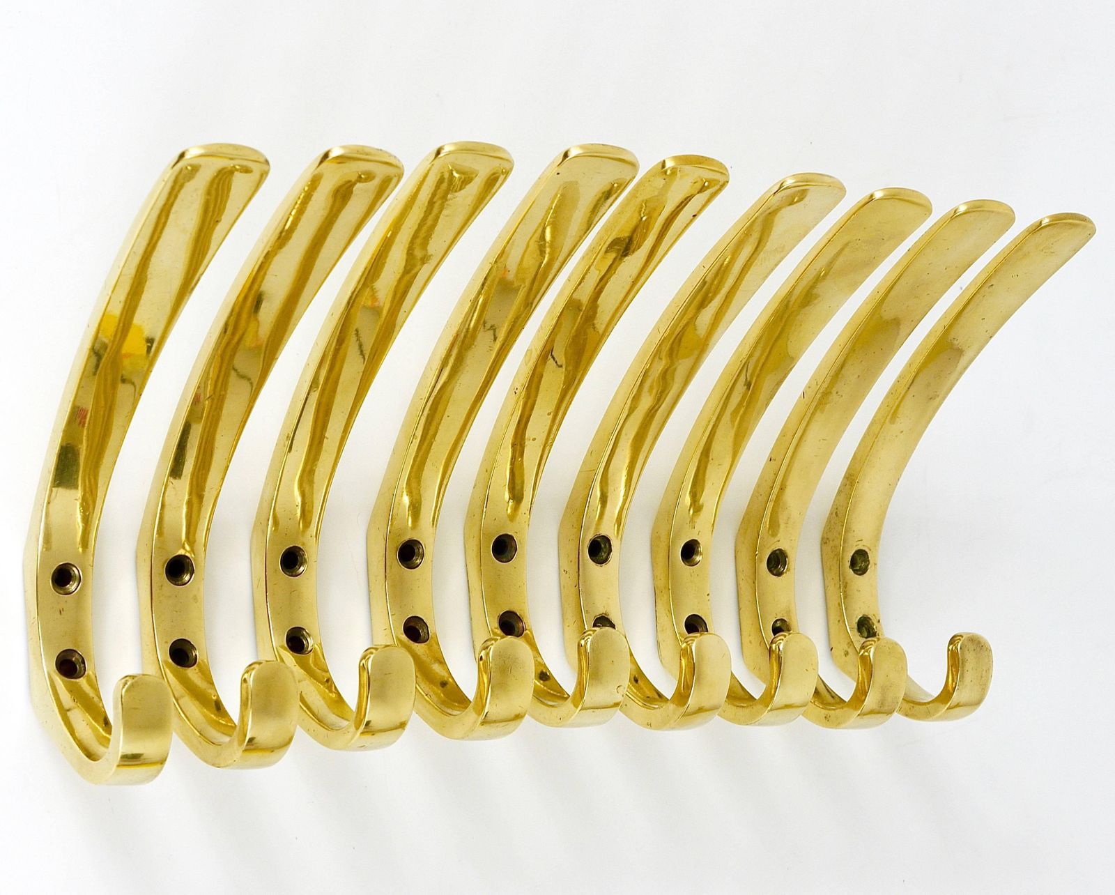 9x Midcentury Brass Wall Coat Hooks By Herta Baller Vienna, Austria,  1950s photo buy