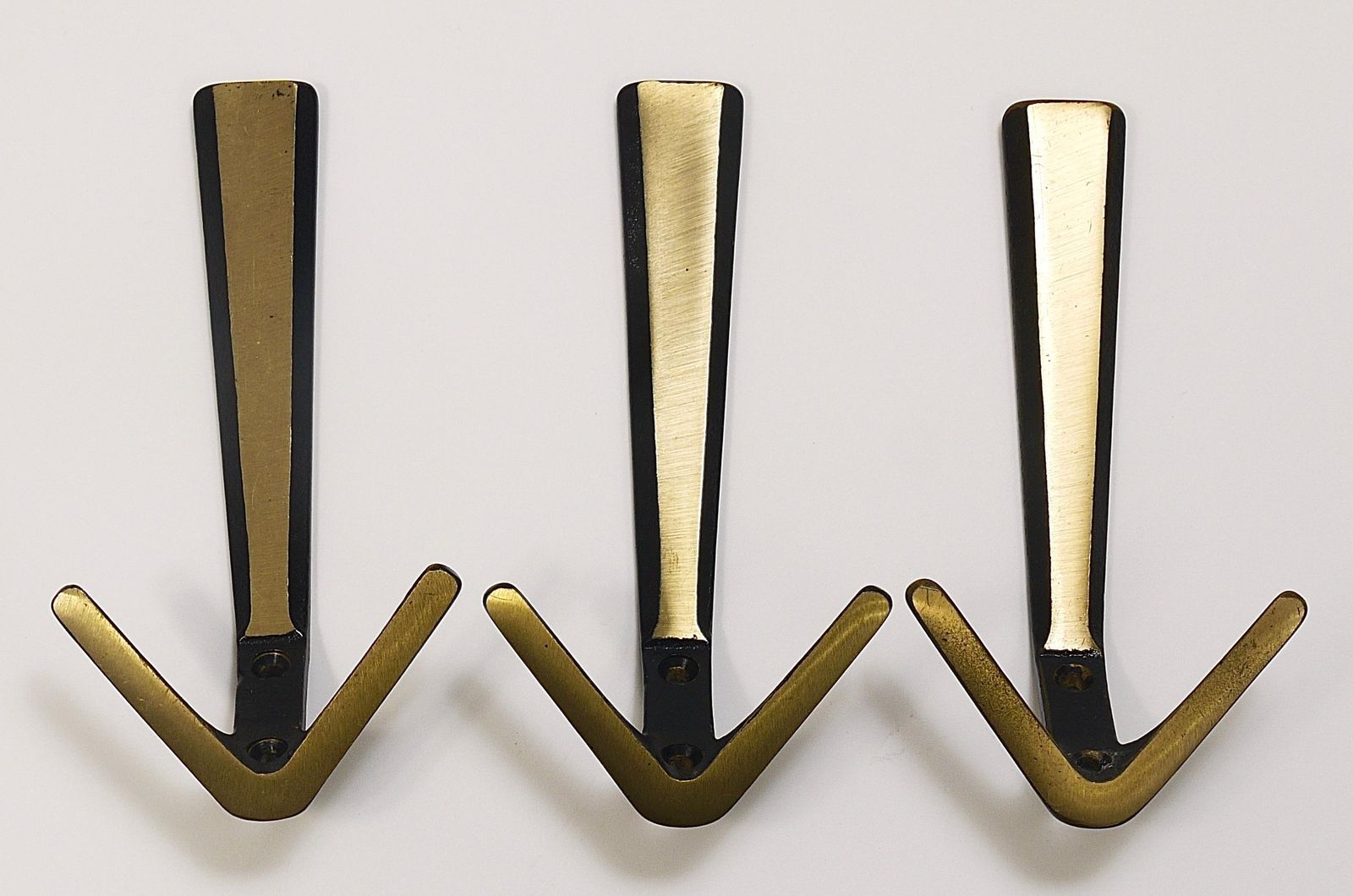 22x Midcentury Brass Double Wall Hook By Herta Baller, Vienna, Austria, 1950s photo 153.0