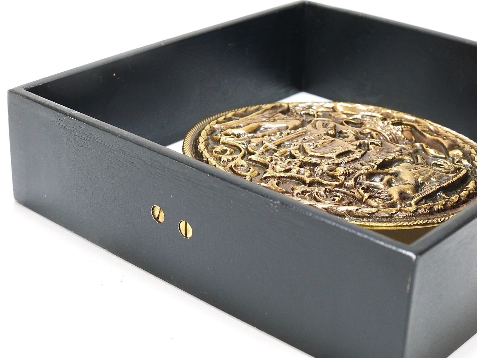 Carl Aubock Iron & Brass Coin Medal Midcentury Bookend, Austria, 1970s photo vinterior