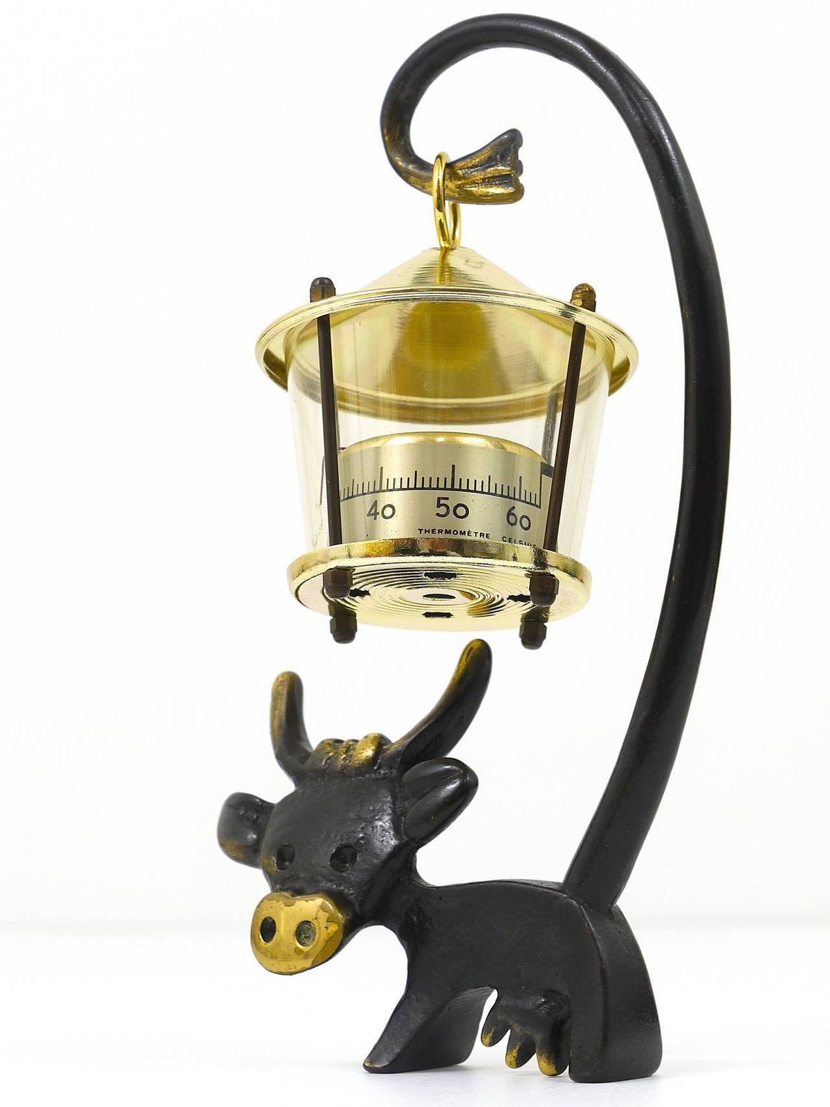 Walter Bosse Cow Figurine Table Thermometer By Herta Baller, Austria, 1950s photo Home Decor