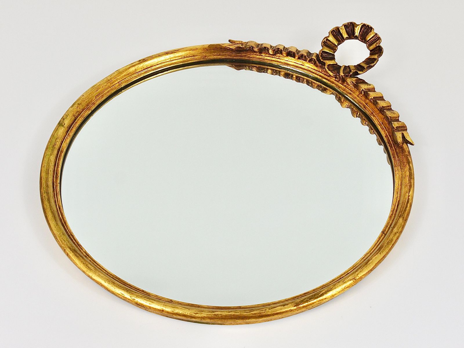 Round Midcentury Gilt Wood Wall Mirror, C. Allodi & G. Subelli, Italy, 1950s photo 1290.0