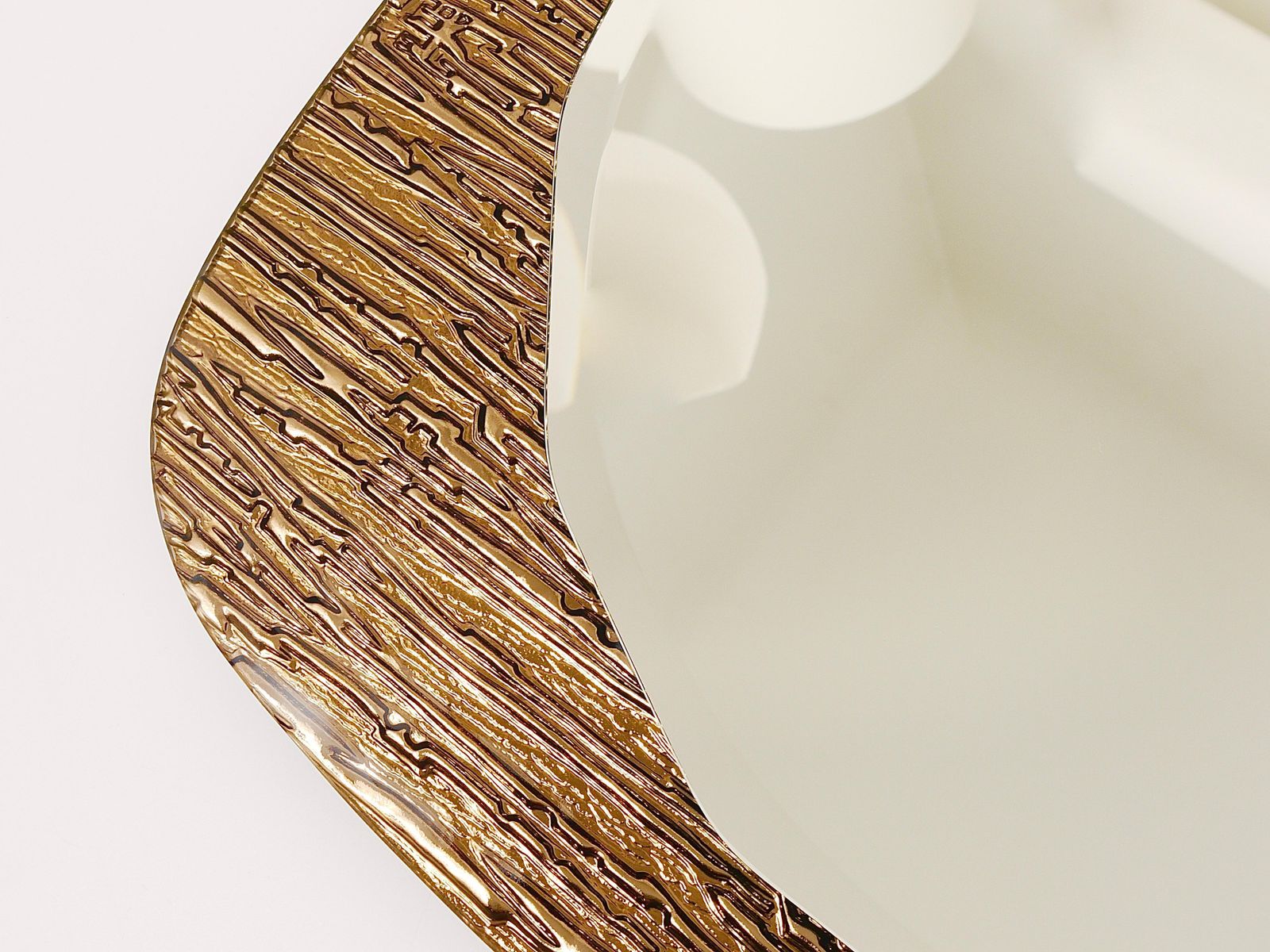 Cristal Arte Bronze Gold Scalloped Textured Midcentury Wall Mirror, Italy, 1960s photo buy