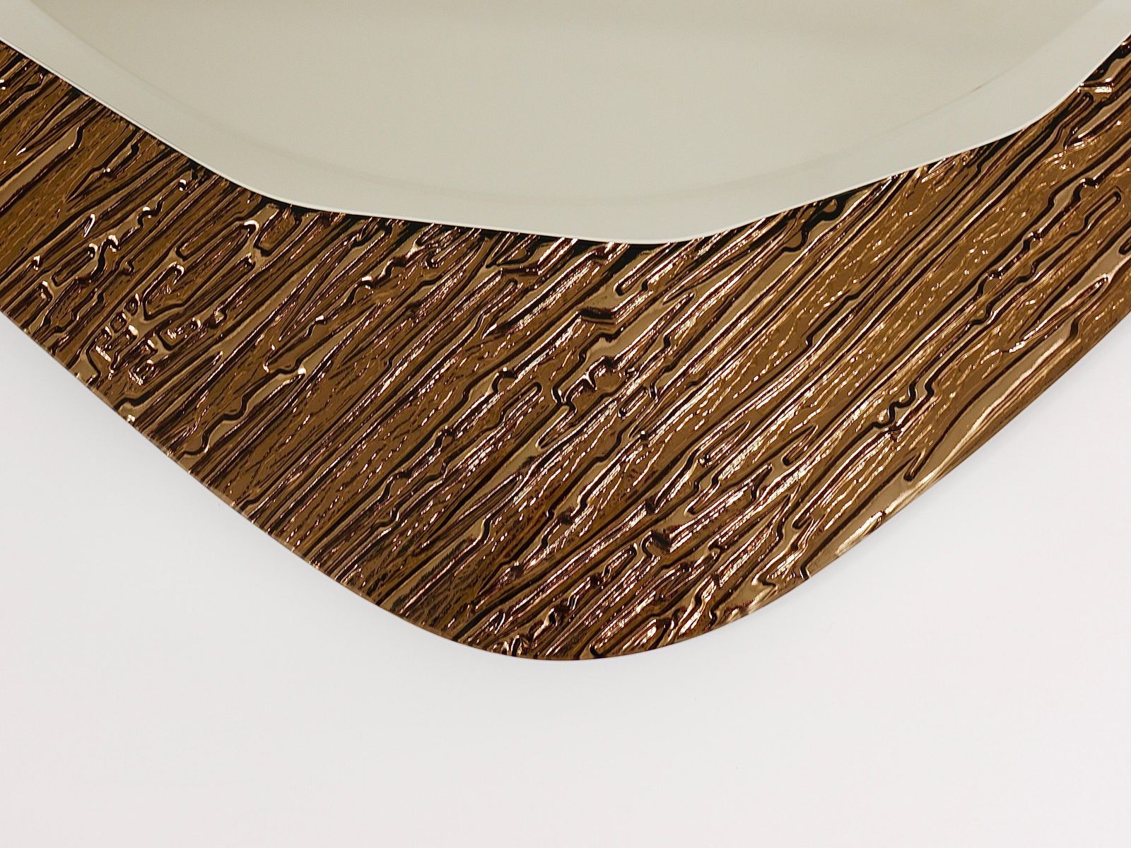 photo buy Cristal Arte Bronze Gold Scalloped Textured Midcentury Wall Mirror, Italy, 1960s