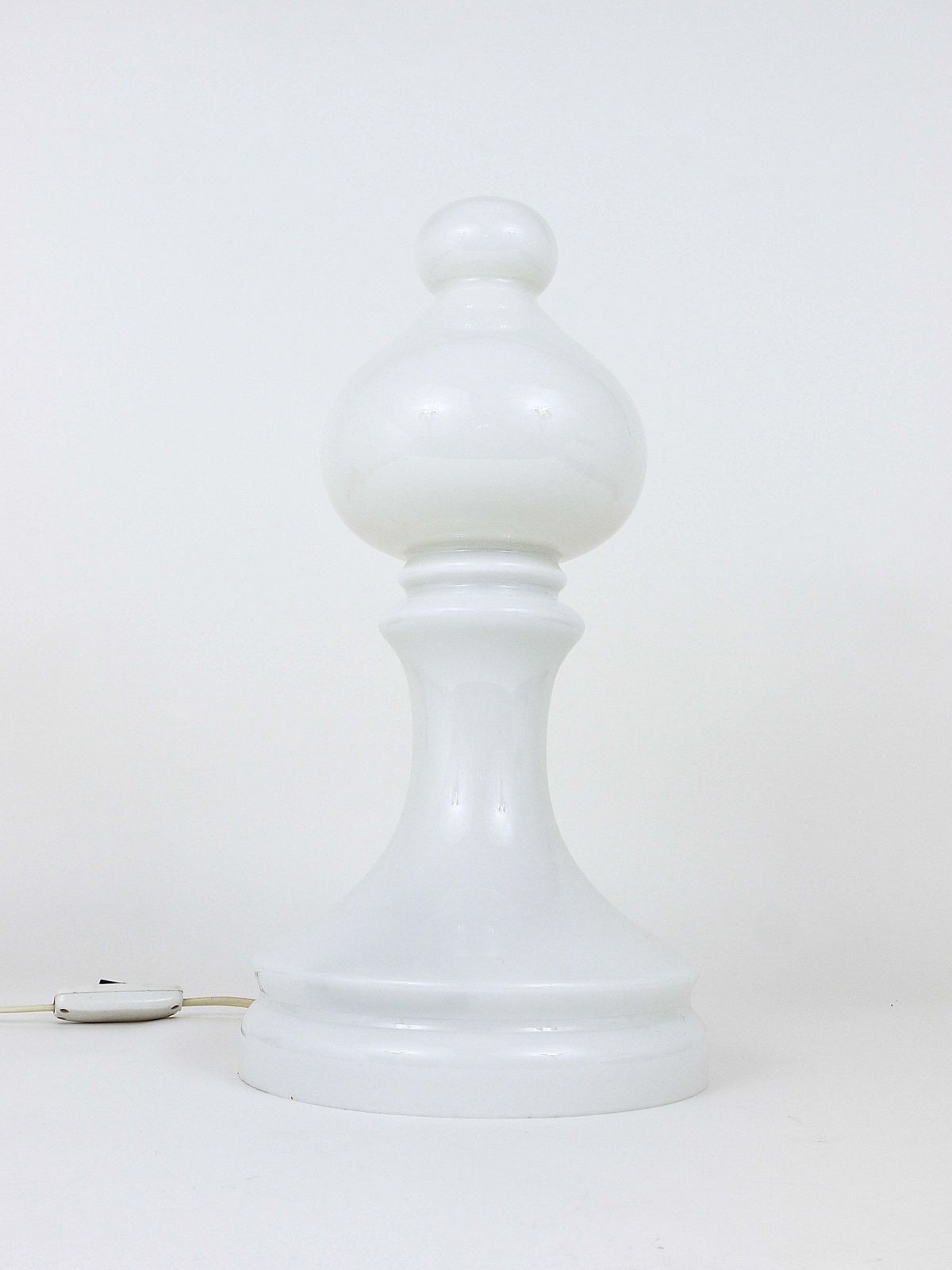 White Ivan Jakes Bishop Chess Lamp, Made Of White Glass, Czechoslovakia, 1970s photo for sale
