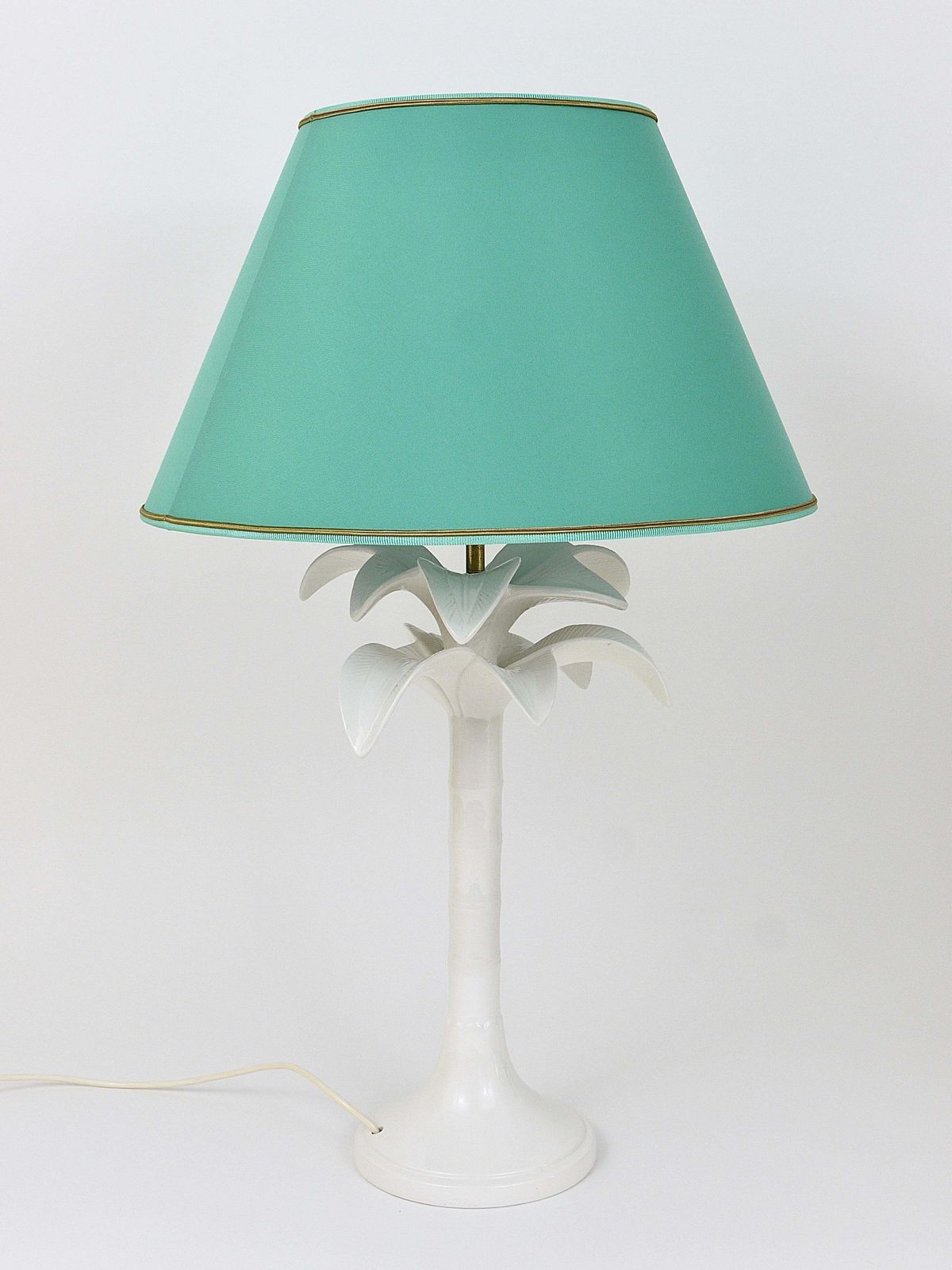 Tommaso Barbi White Palm Tree Faux Bamboo Table Lamp, Italy, 1970s photo for sale