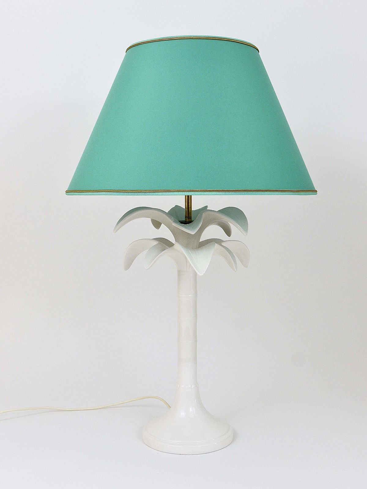 Lighting Tommaso Barbi White Palm Tree Faux Bamboo Table Lamp, Italy, 1970s photo