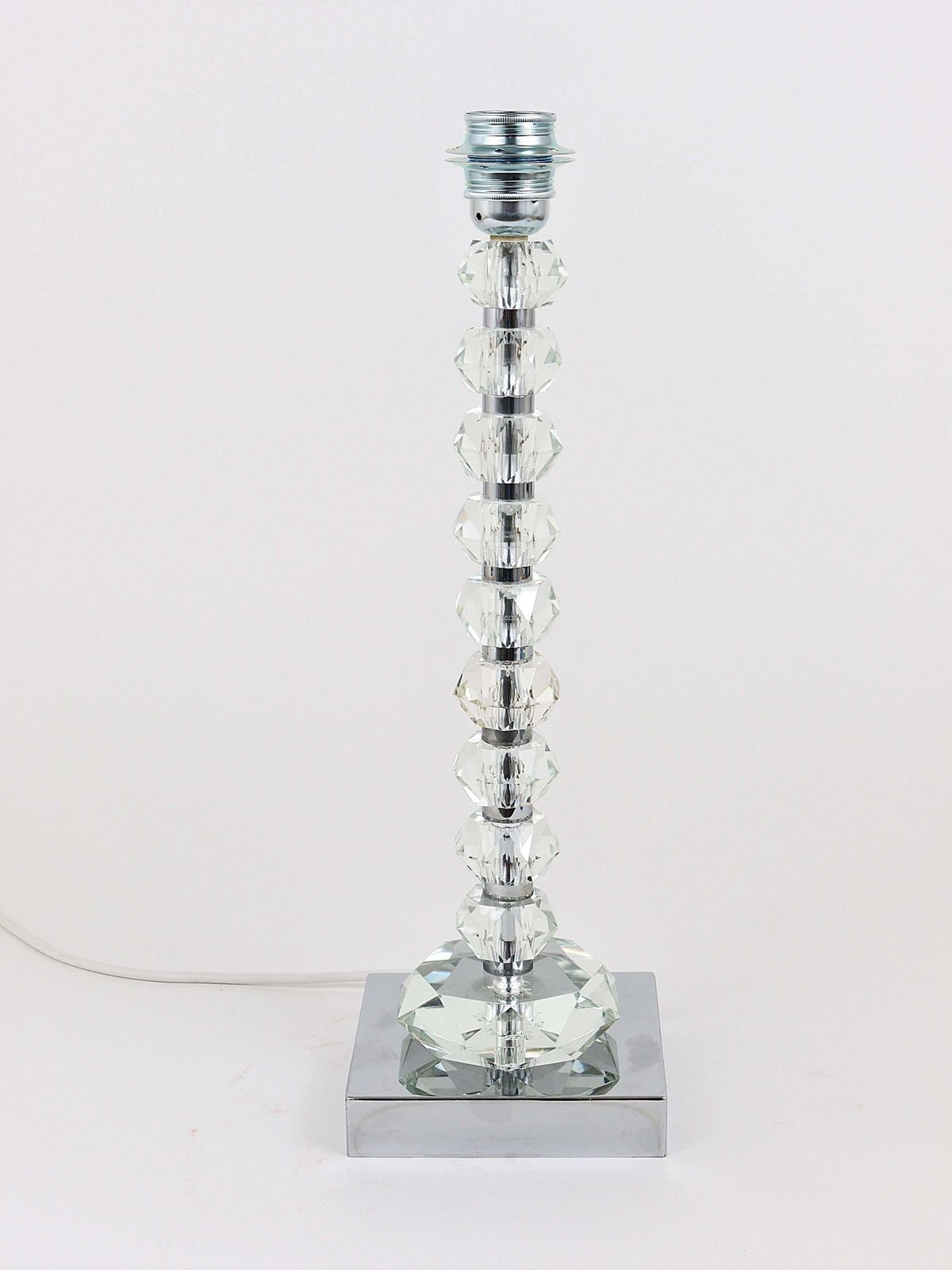 photo for sale Two Bakalowits Table Lamps With Huge Faceted Diamond Crystals, Austria, 1970s