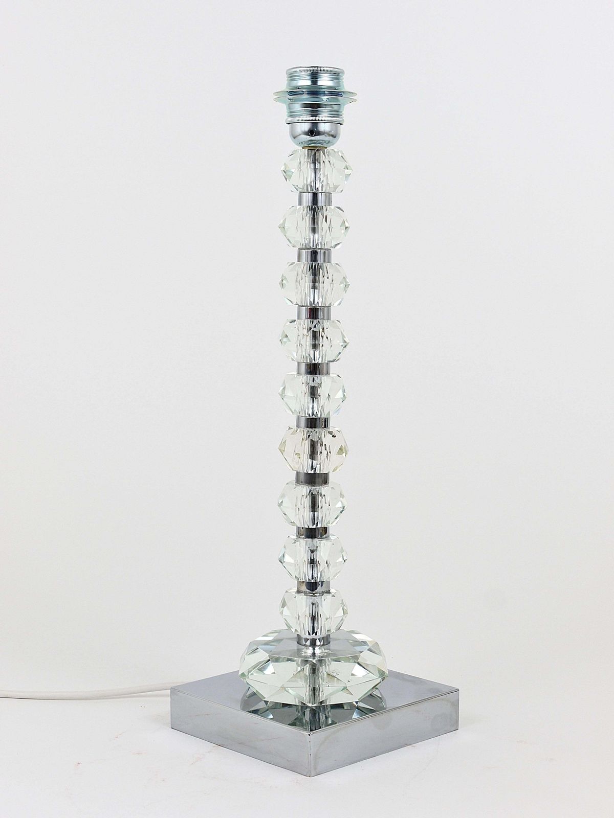 photo vinterior Two Bakalowits Table Lamps With Huge Faceted Diamond Crystals, Austria, 1970s