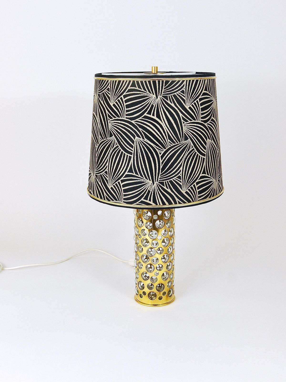Rupert Nikoll Midcentury Brass Tube Bubble Glass Table Lamp, Austria, 1950s photo furniture