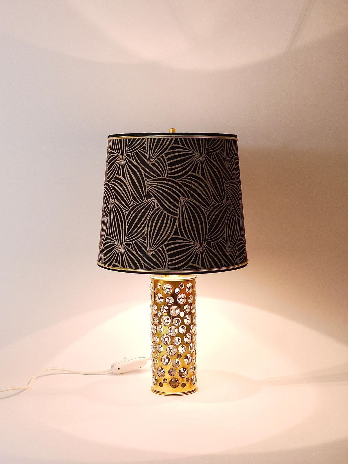 Rupert Nikoll Midcentury Brass Tube Bubble Glass Table Lamp, Austria, 1950s photo vintage