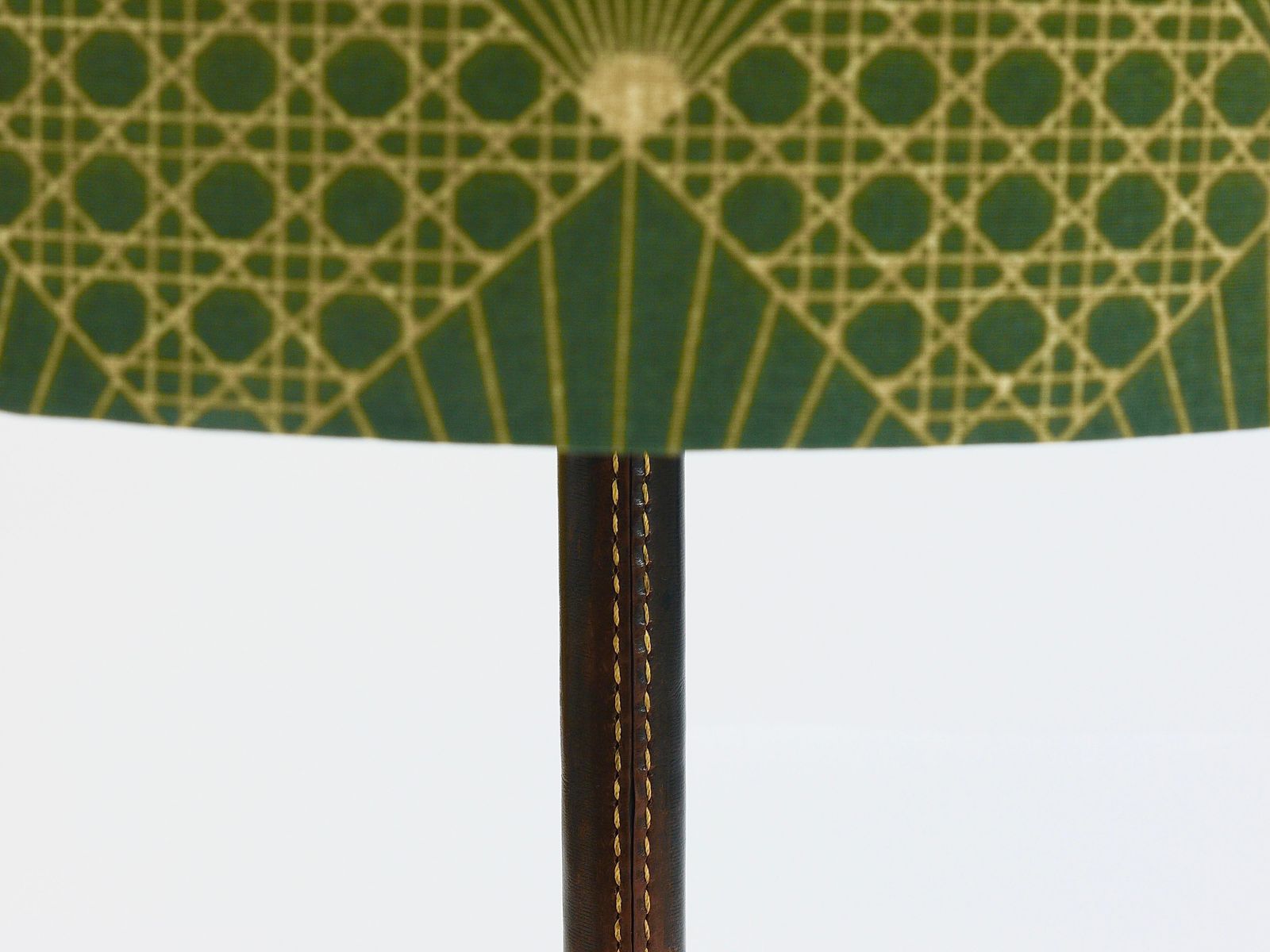 Lighting Pair J.T. Kalmar Brass & Leather Mid Century Table Or Side Lamps, Austria, 1960s photo