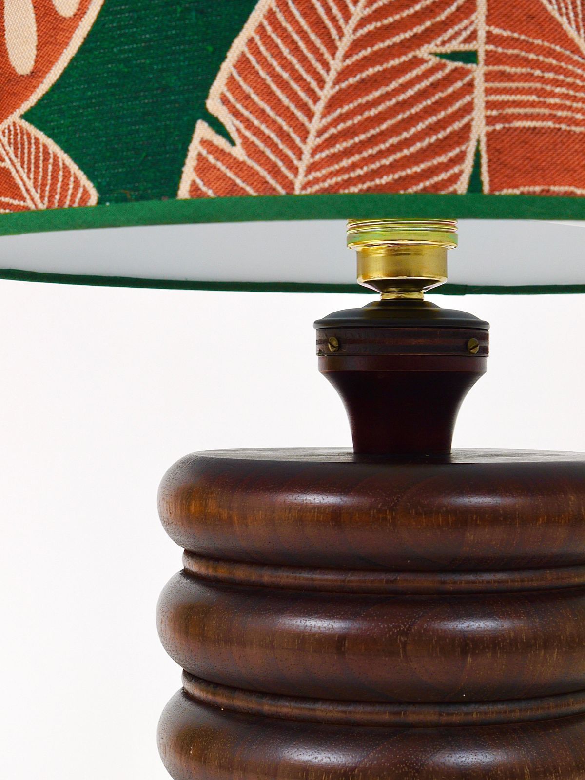 photo buy Midcentury Table Or Side Lamp, Turned Wood Base, Sweden, 1970s