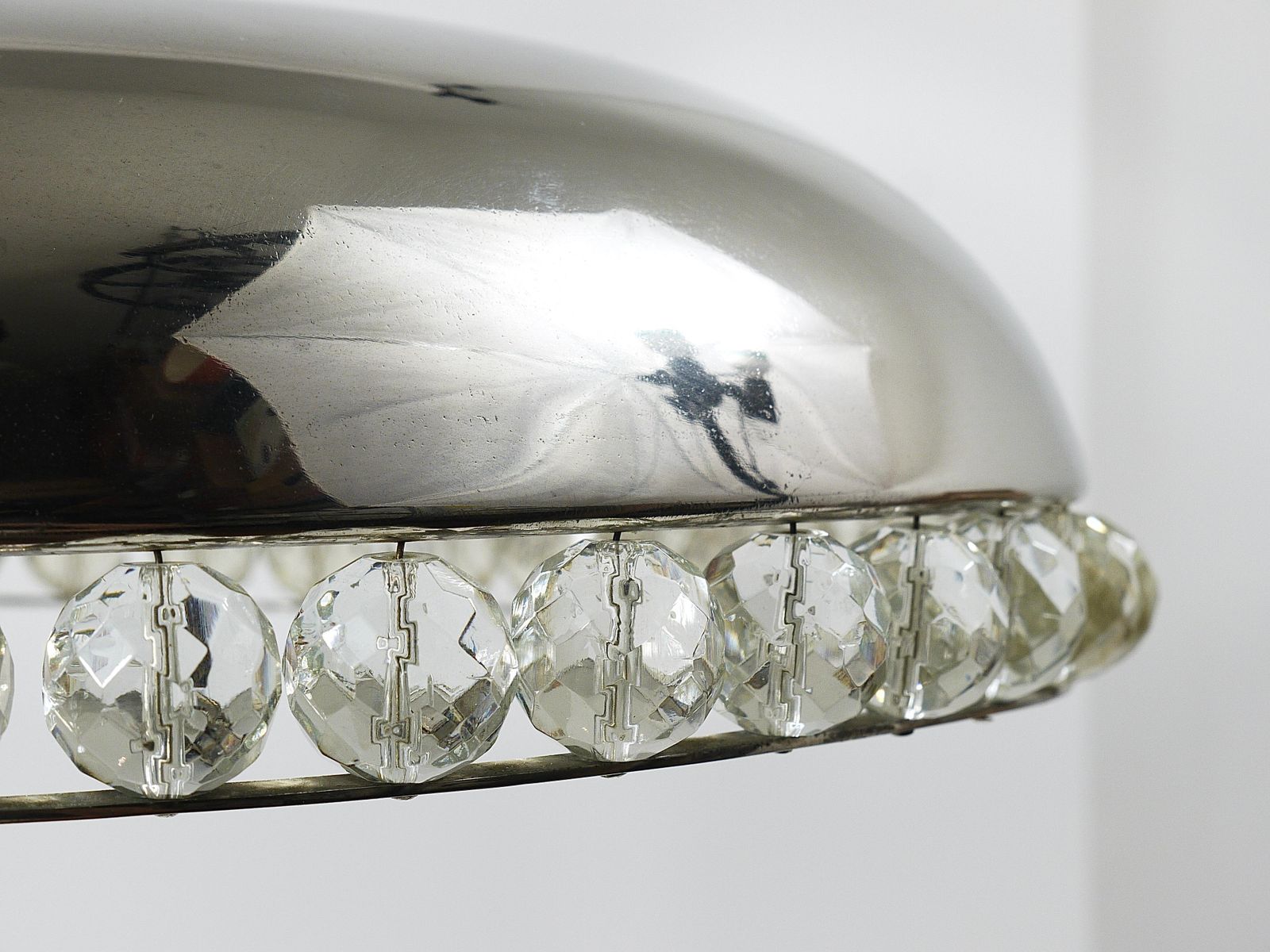 photo furniture Bakalowits Vienna Nickel & Crystal Mushroom Table Desk Side Lamp, Austria, 1950s