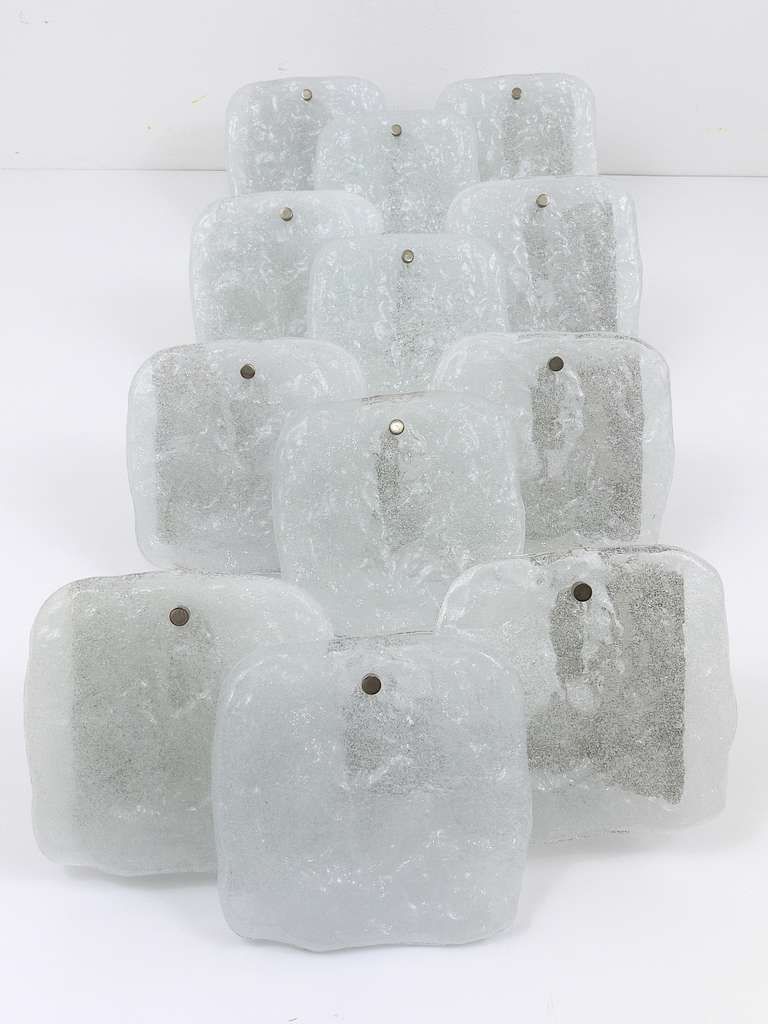 Up To 4 Kalmar Vienna Frosted Ice Glass Panel Sconces Modernist Wall Lamps 1960s photo buy