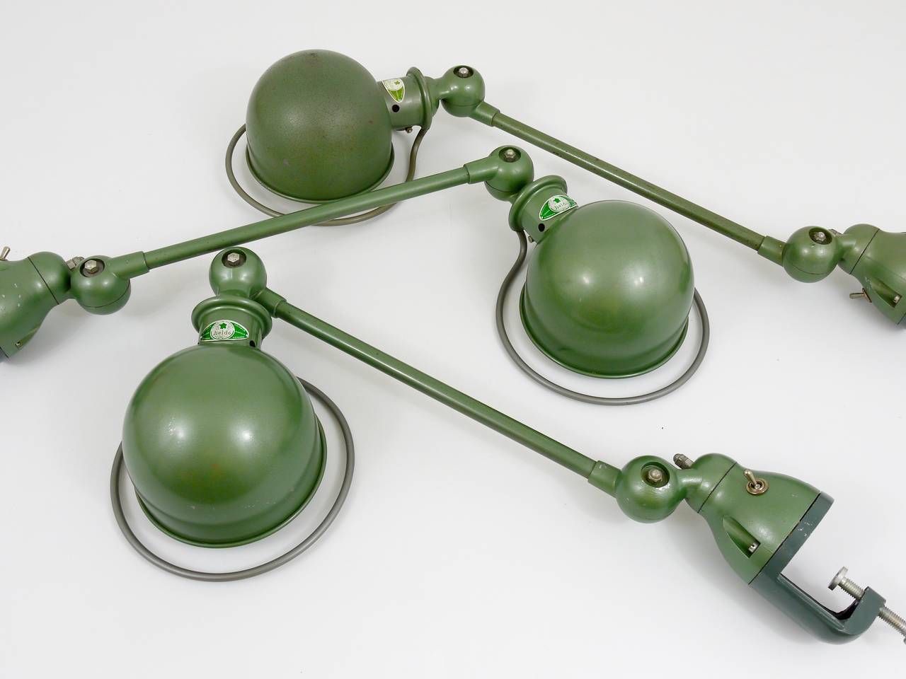 Two Matching Jean Louis Domecq For Jielde Lyon Industrial Clamp Lamps, 1950s photo 1451.0