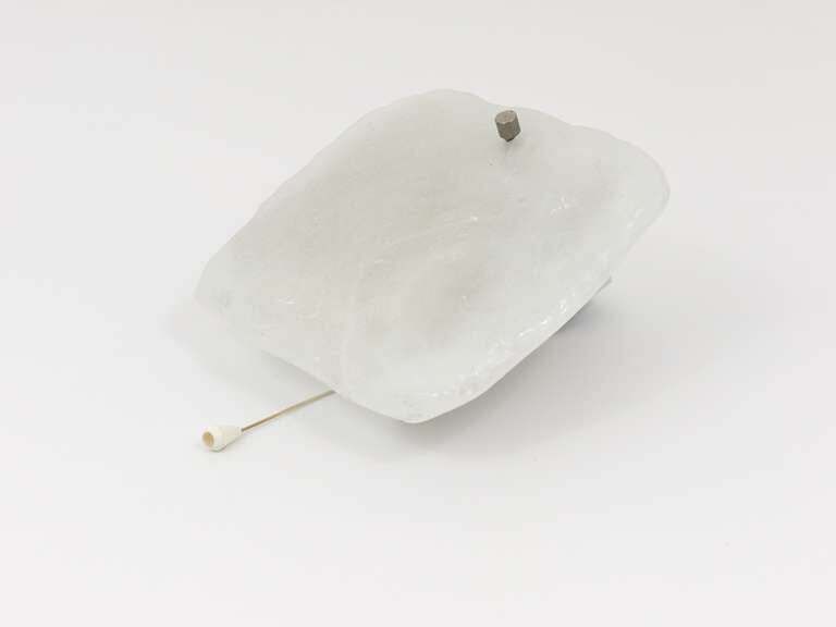 Midcentury Kalmar Frosted Ice Glass Panel Sconce Wall Light, Austria, 1960s photo vintage
