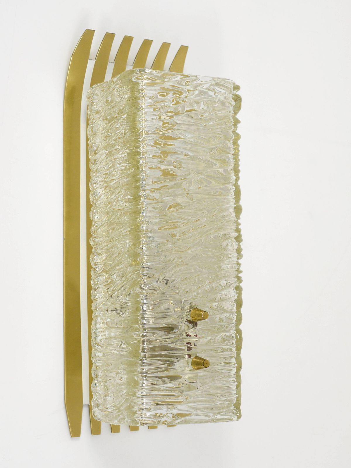 photo for sale J.T. Kalmar Vienna Pair Of Unusual Brass Glass Sconces, Austria, 1950s